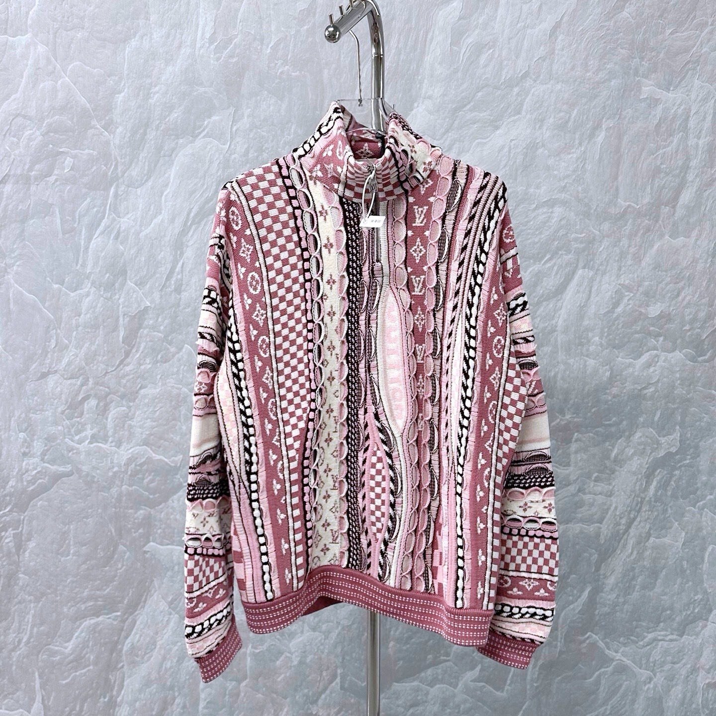 Louis Vuitton Nigo FW25 Pink Half-Zip Sweatshirt