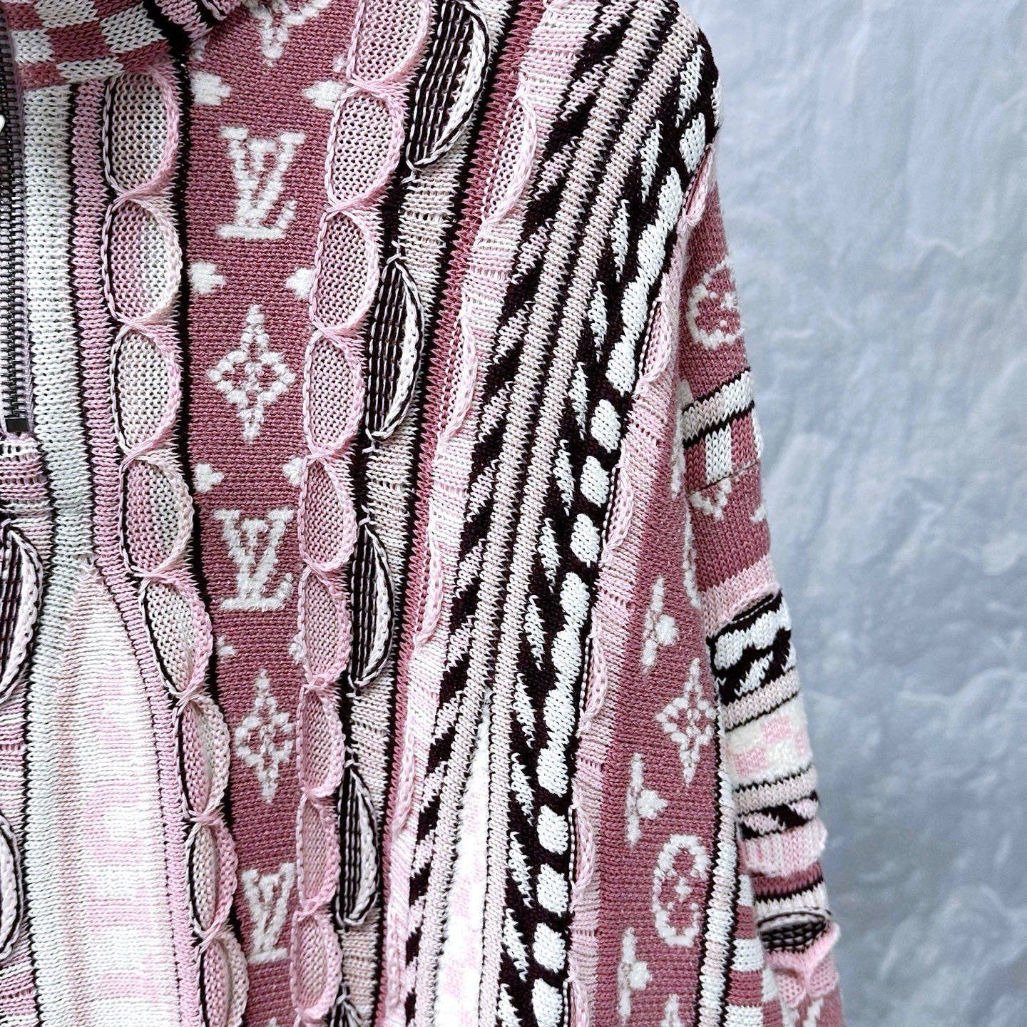 Louis Vuitton Nigo FW25 Pink Half-Zip Sweatshirt — detail