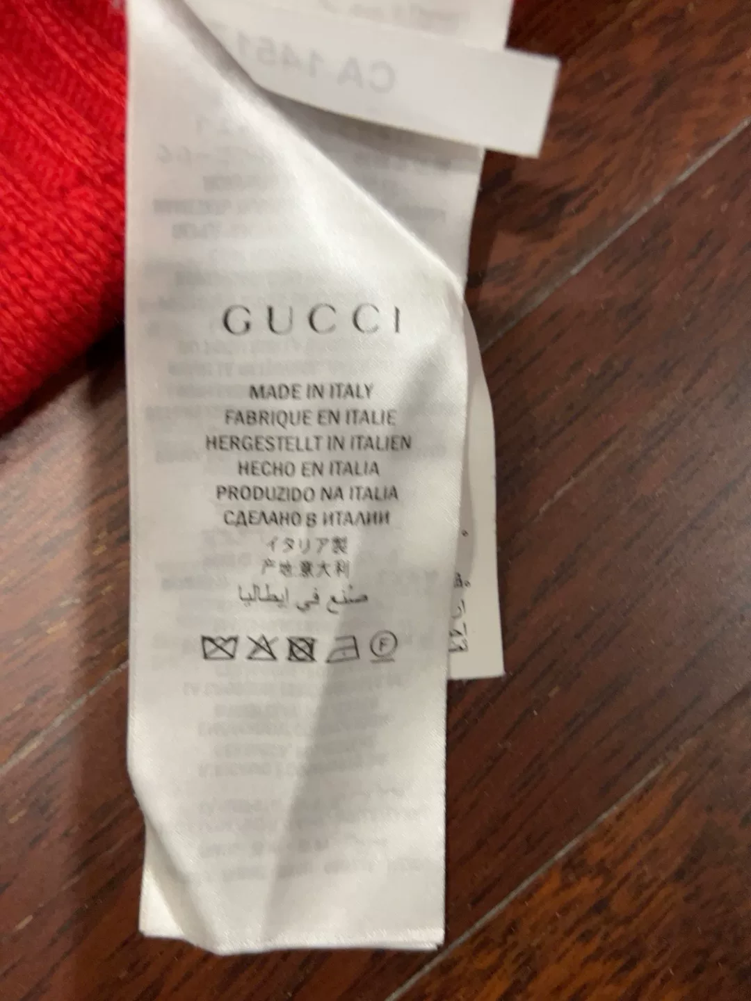 Gucci Red Crew Neck Bee Embroidery Sweater — detail