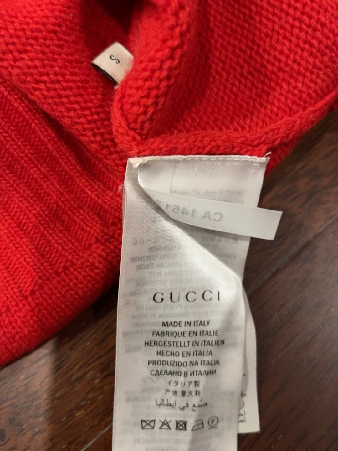 Gucci Red Crew Neck Bee Embroidery Sweater — back