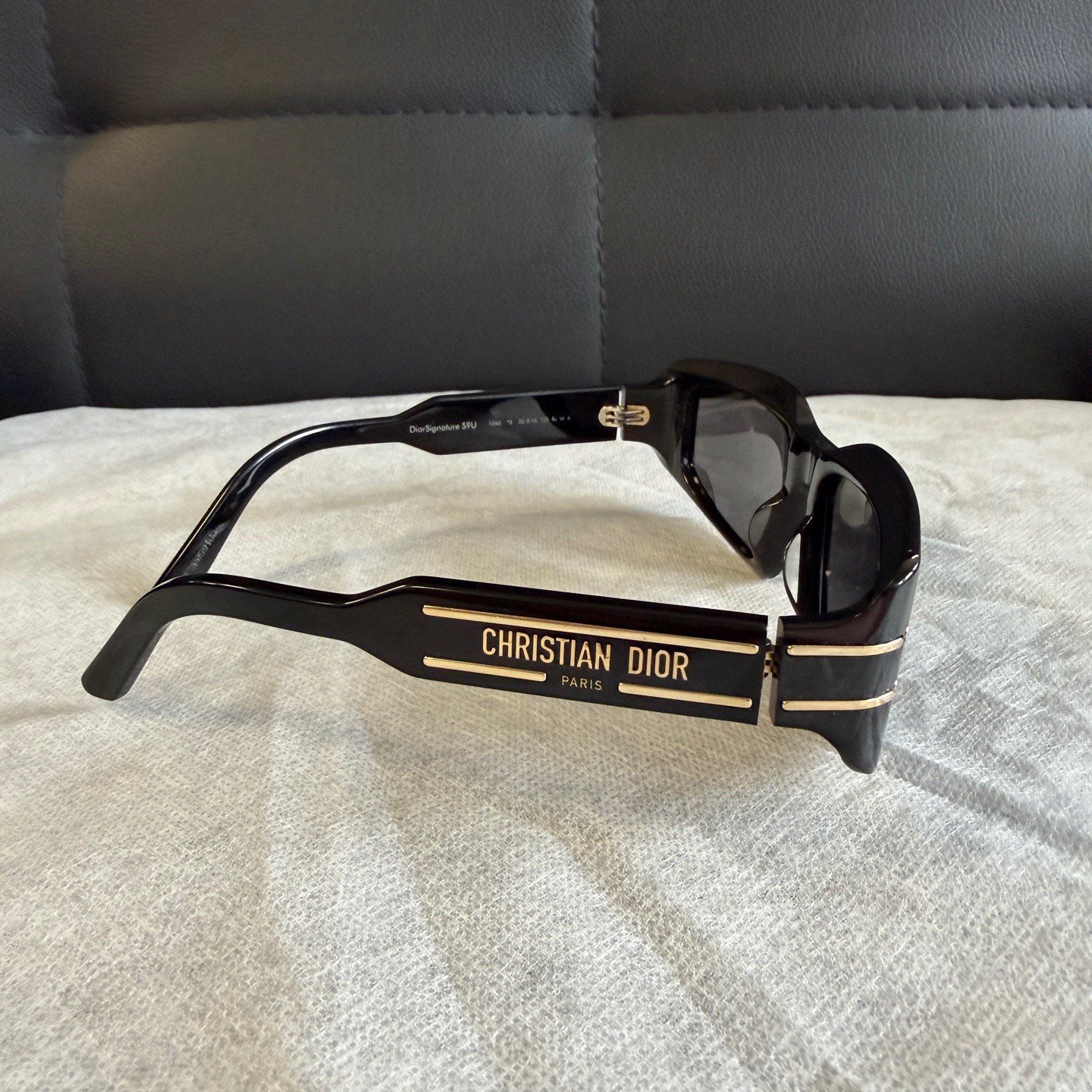 Dior CD Logo Acetate Irregular Sunglasses — label