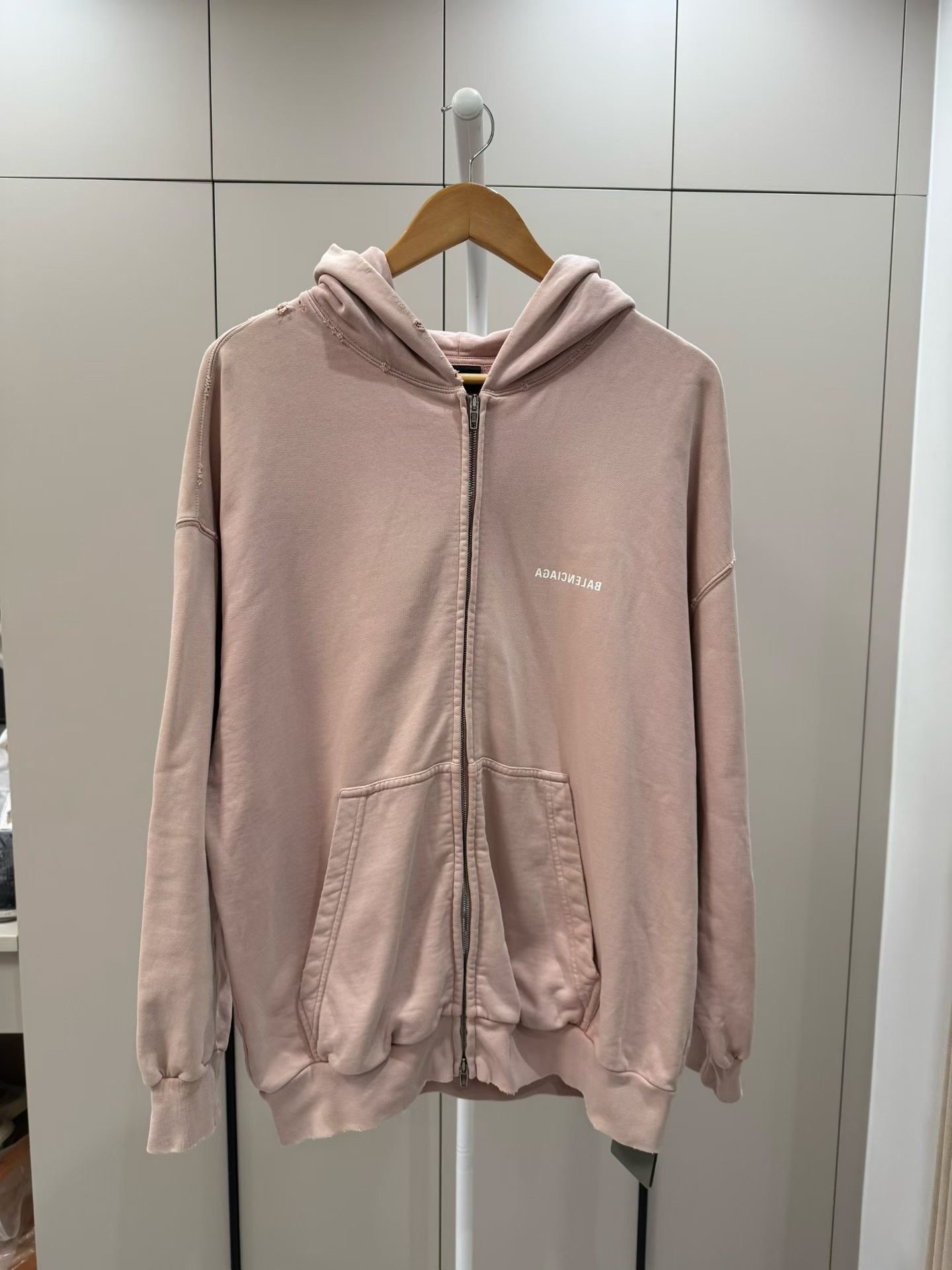 Balenciaga Pink Logo Zip Hoodie