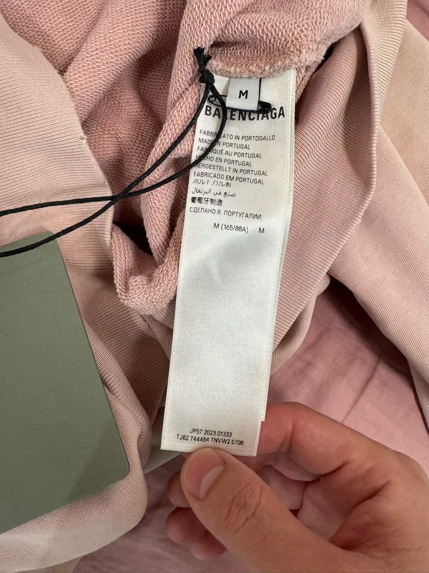 Balenciaga Pink Logo Zip Hoodie — label
