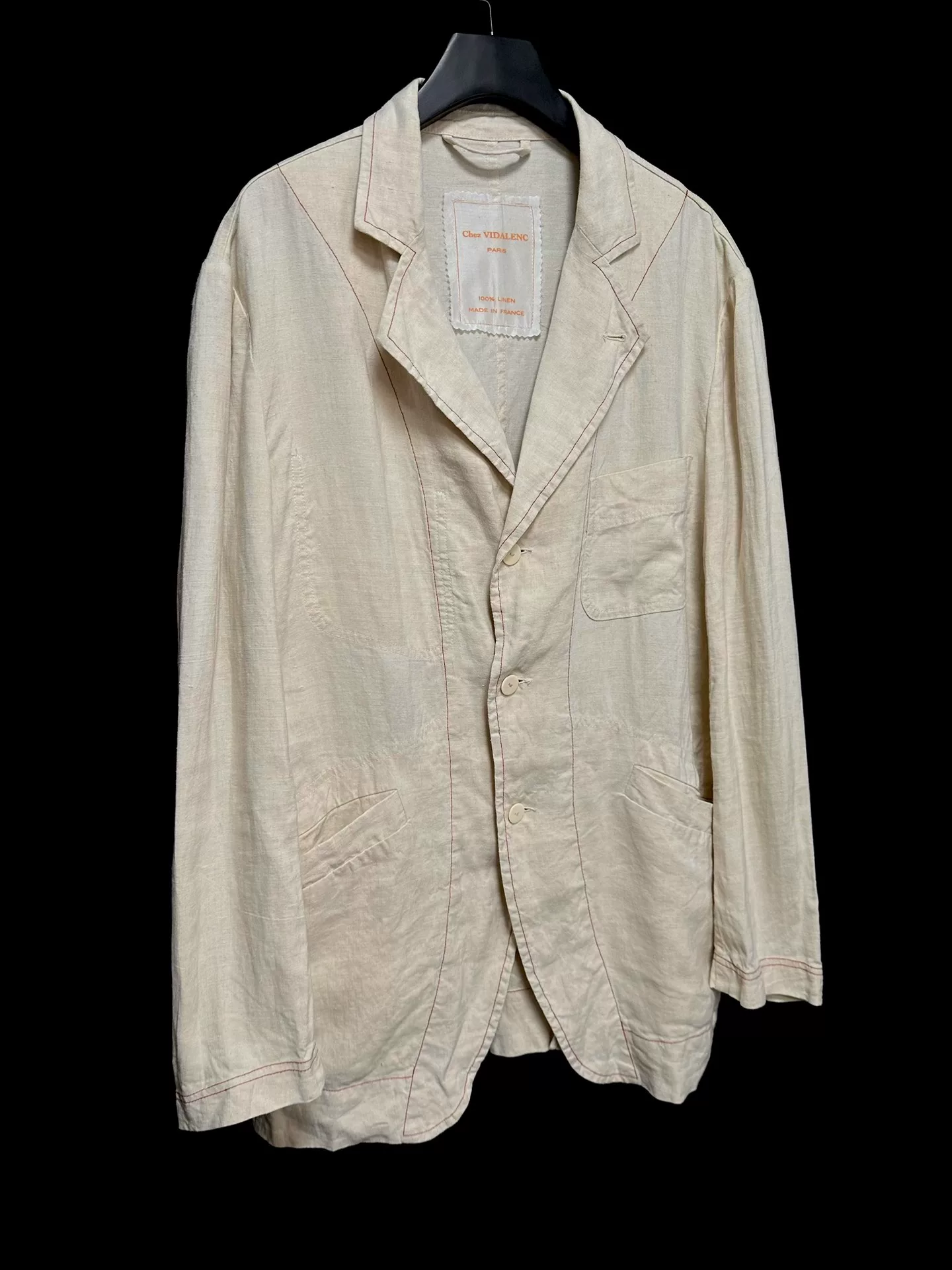 Chez VIDALENC Black Tea Dyed Linen Coat — back