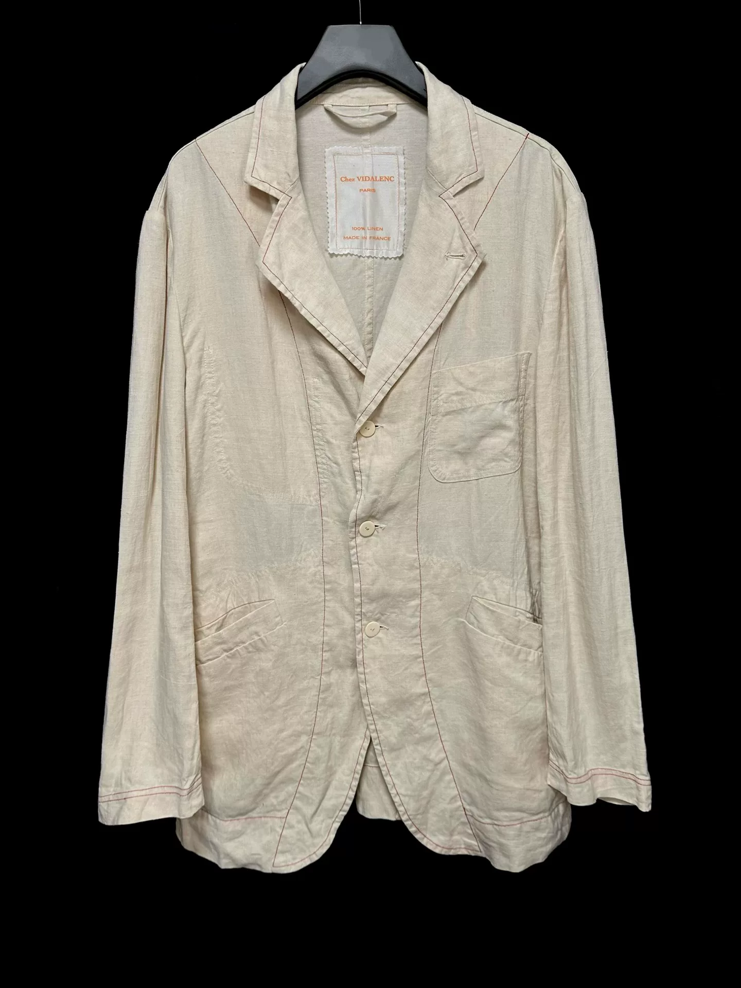 Chez VIDALENC Black Tea Dyed Linen Coat