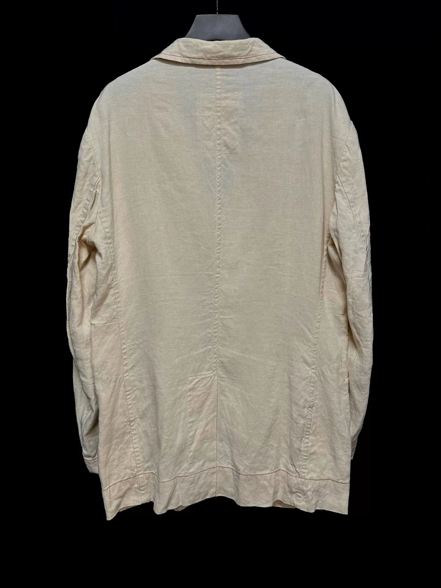 Chez VIDALENC Black Tea Dyed Linen Coat — label