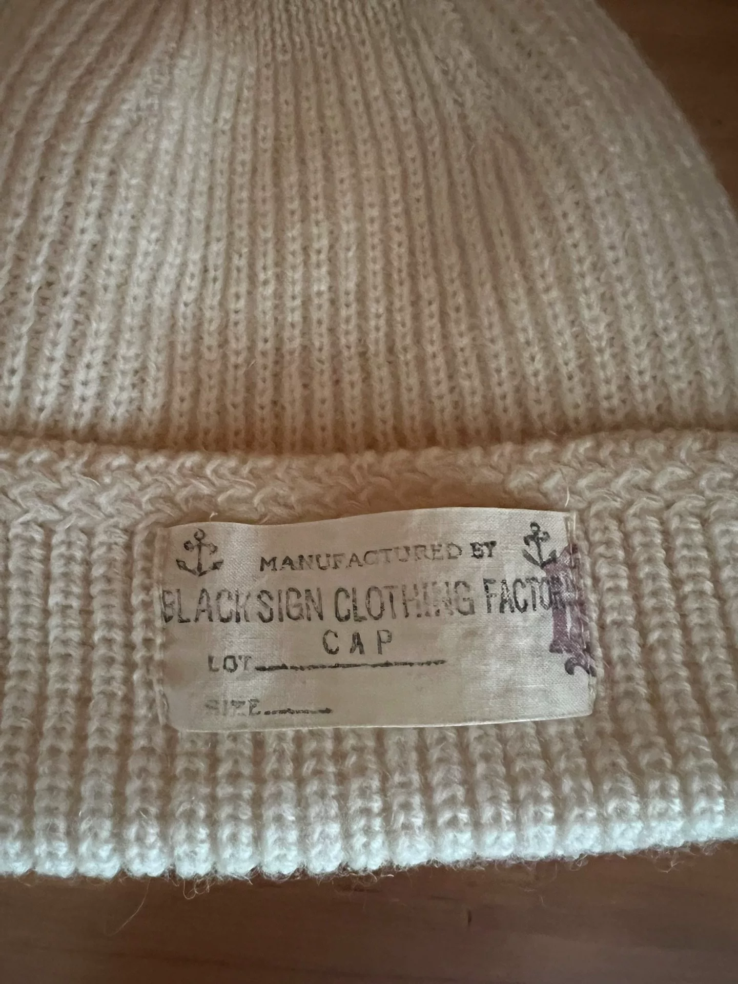 Black Sign 100% Wool Knit Cap — detail