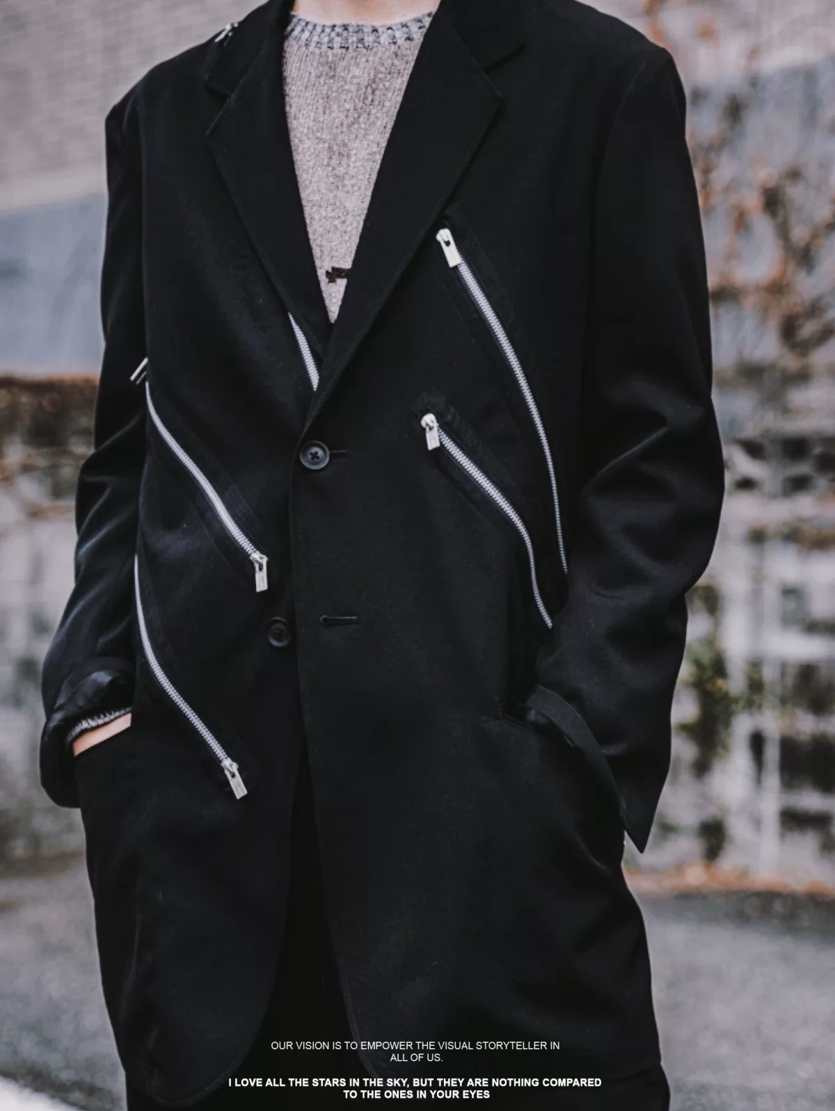 Yohji Yamamoto 22ss Asymmetric Zip Jacket — label