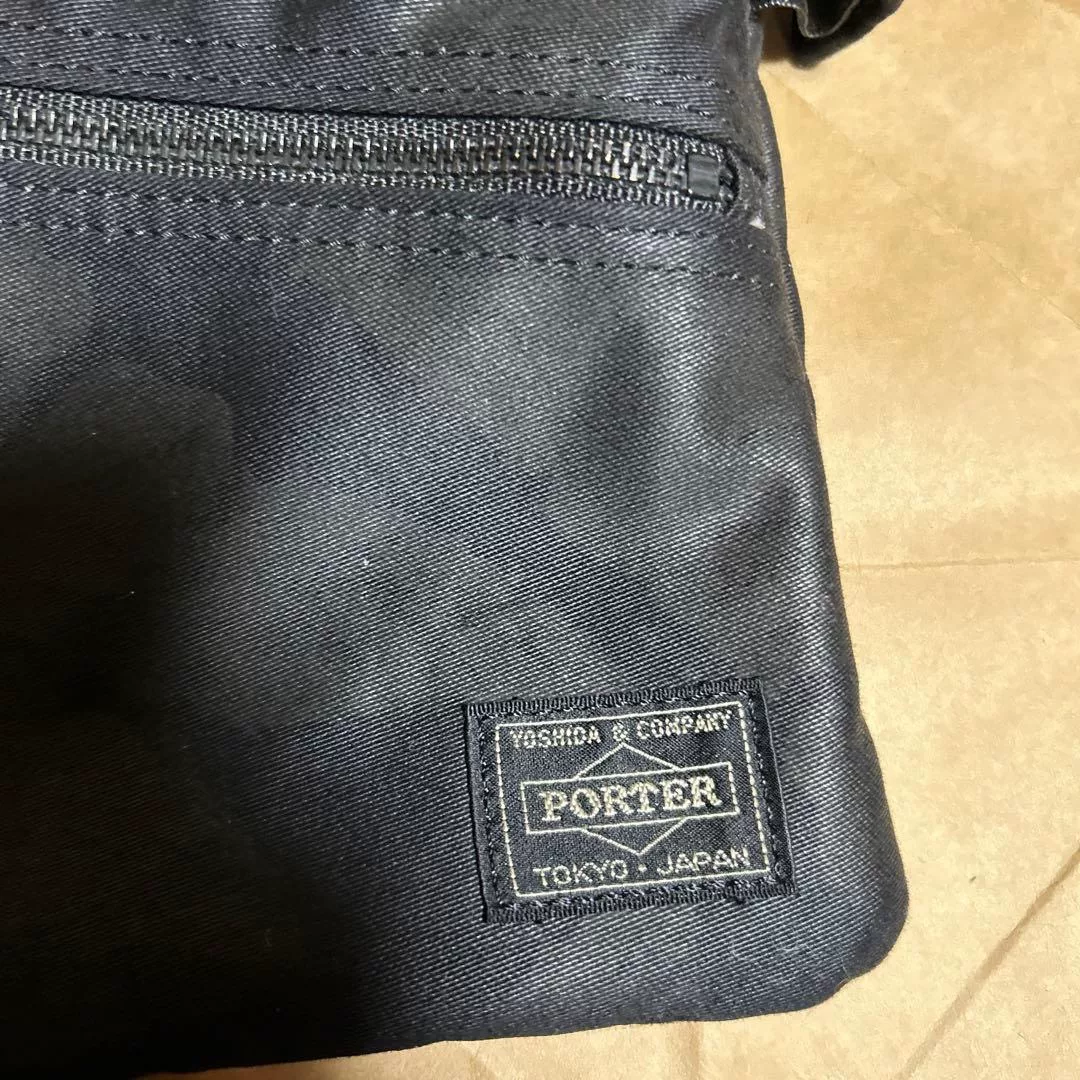 PORTER Black Single-Shoulder Canvas Bag — front