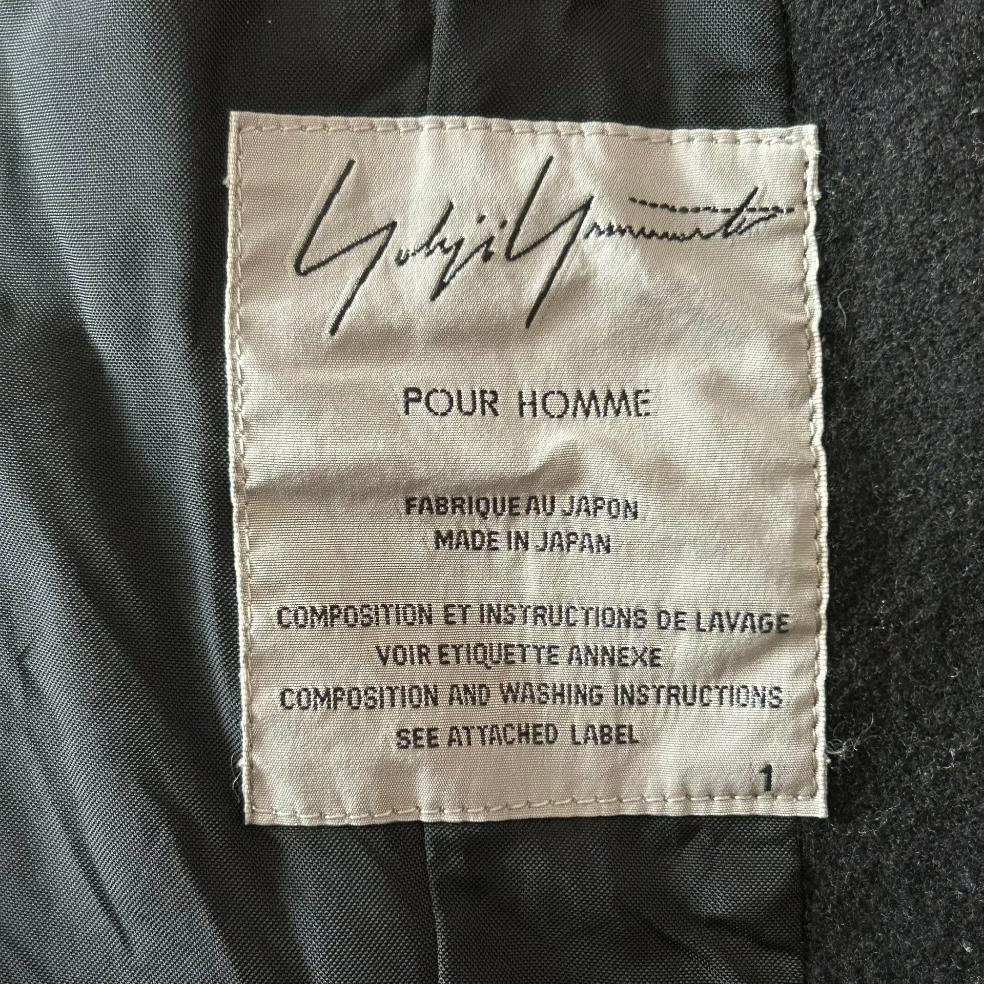 Yohji Yamamoto 05AW Leather Collar Blazer — label
