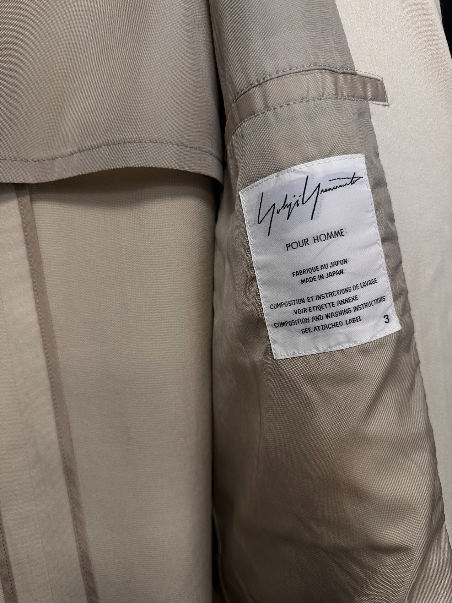 Yohji Yamamoto 2003 SS Silk Runway Coat — label