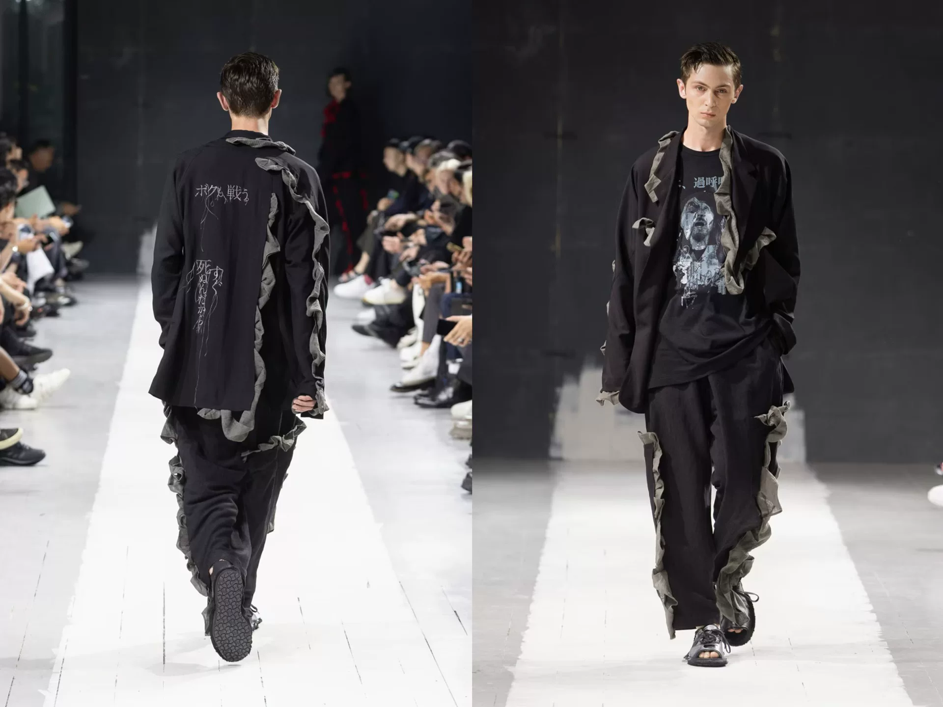 Yohji Yamamoto 24SS Embroidered Ruffle Jacket — detail