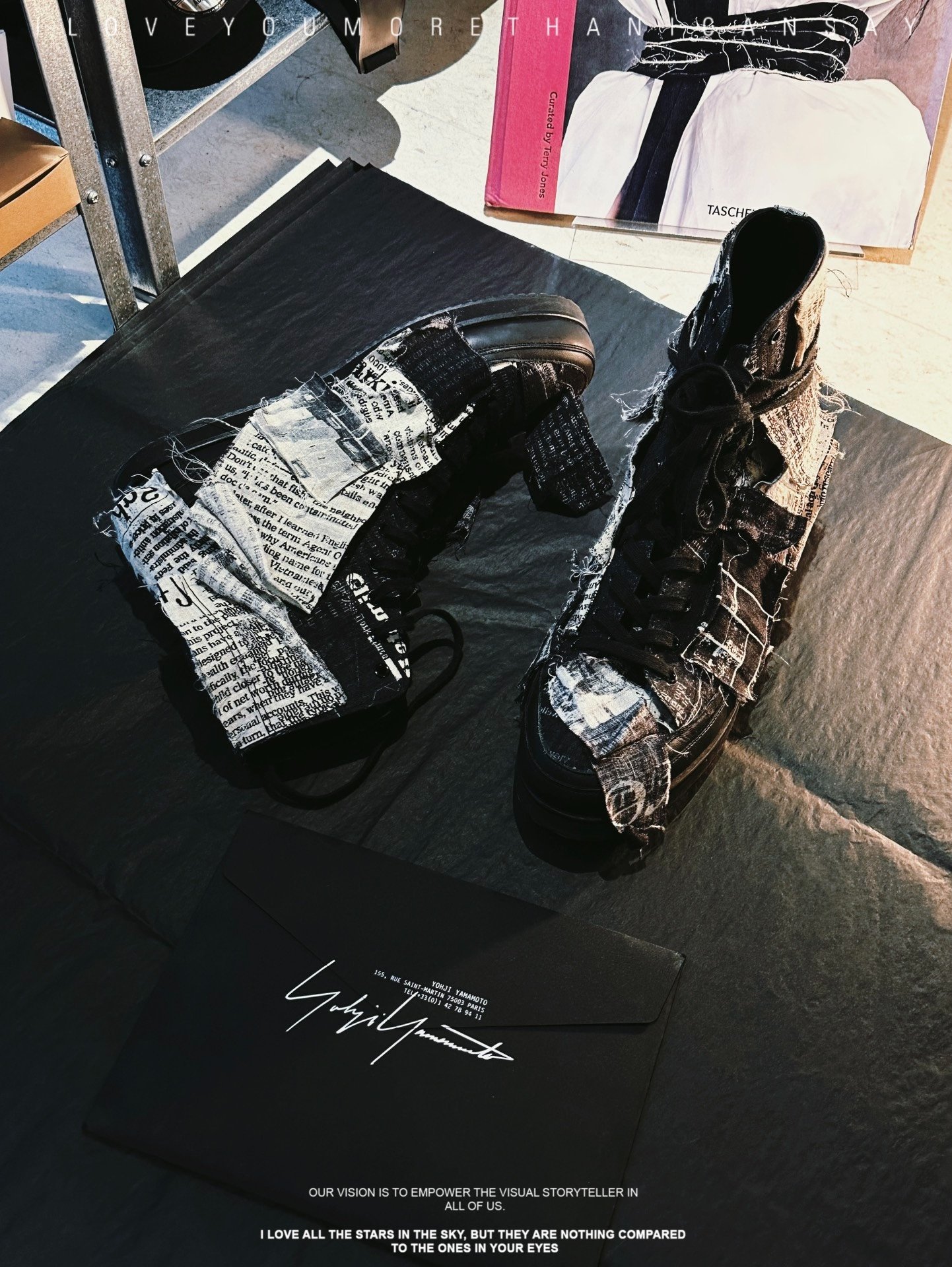 Yohji Yamamoto 22ss High-top Newspaper Sneakers