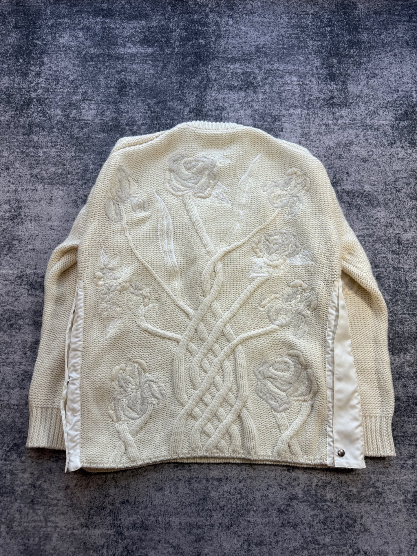 Dior Sacai Heavy Rose Embroidery Sweater — front