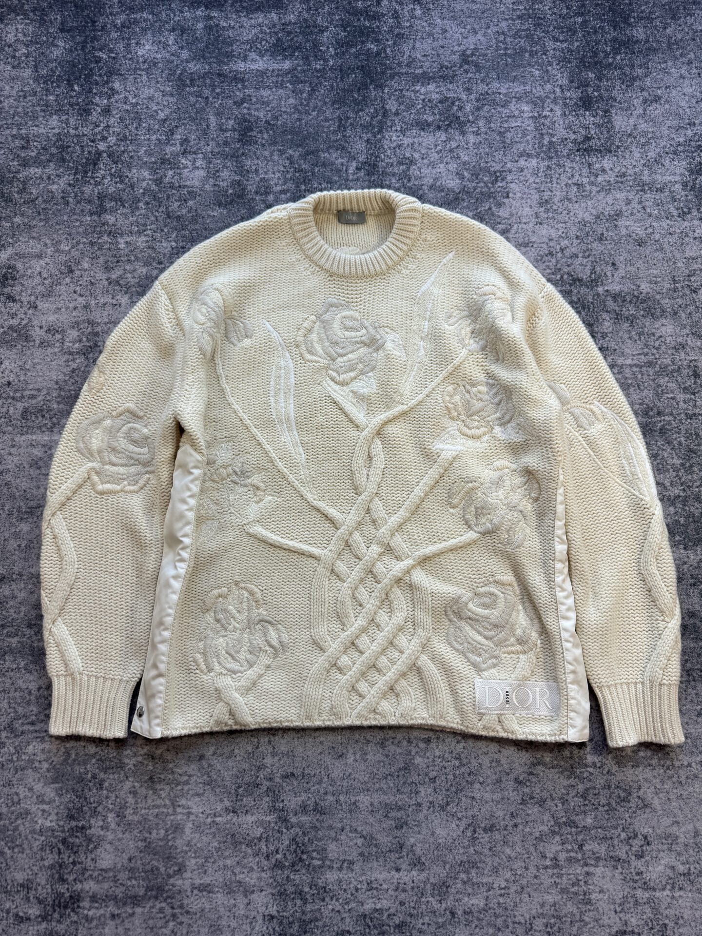 Dior Sacai Heavy Rose Embroidery Sweater