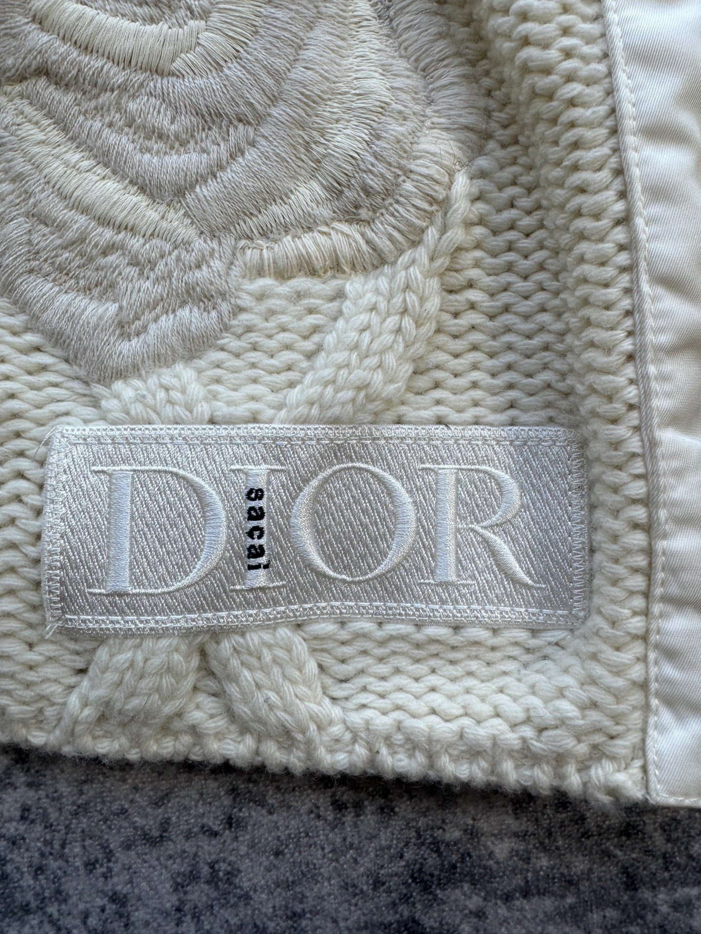 Dior Sacai Heavy Rose Embroidery Sweater — back