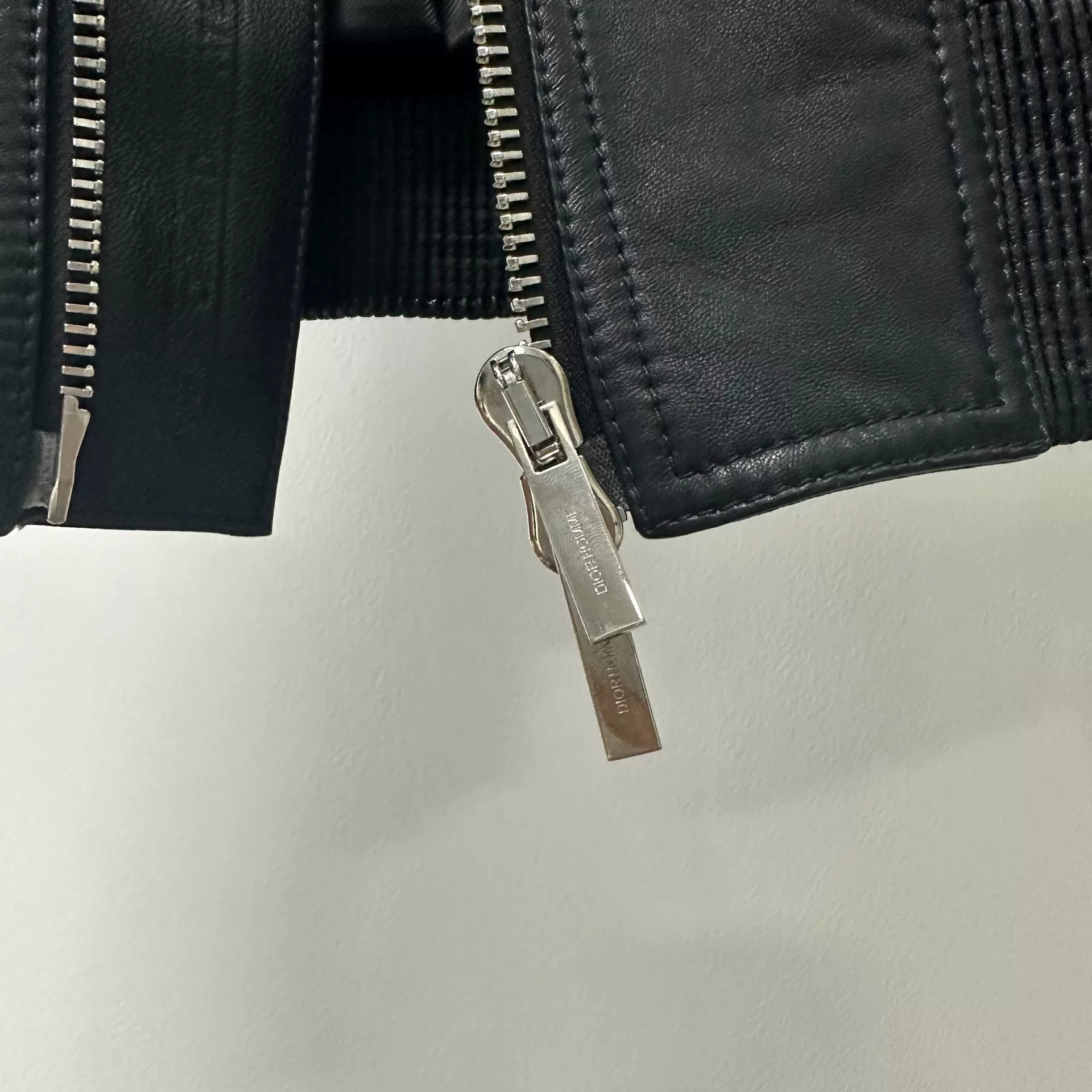 Dior Blue Leather Baseball Collar Jacket — back