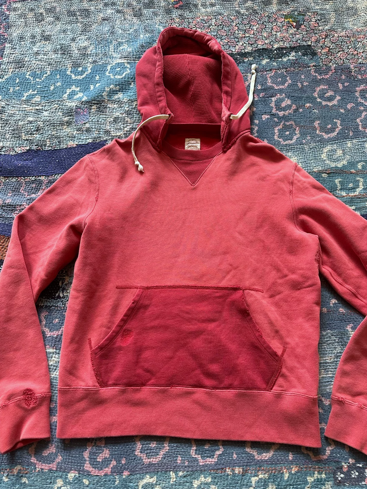 RRL Distressed Vintage Red Hoodie