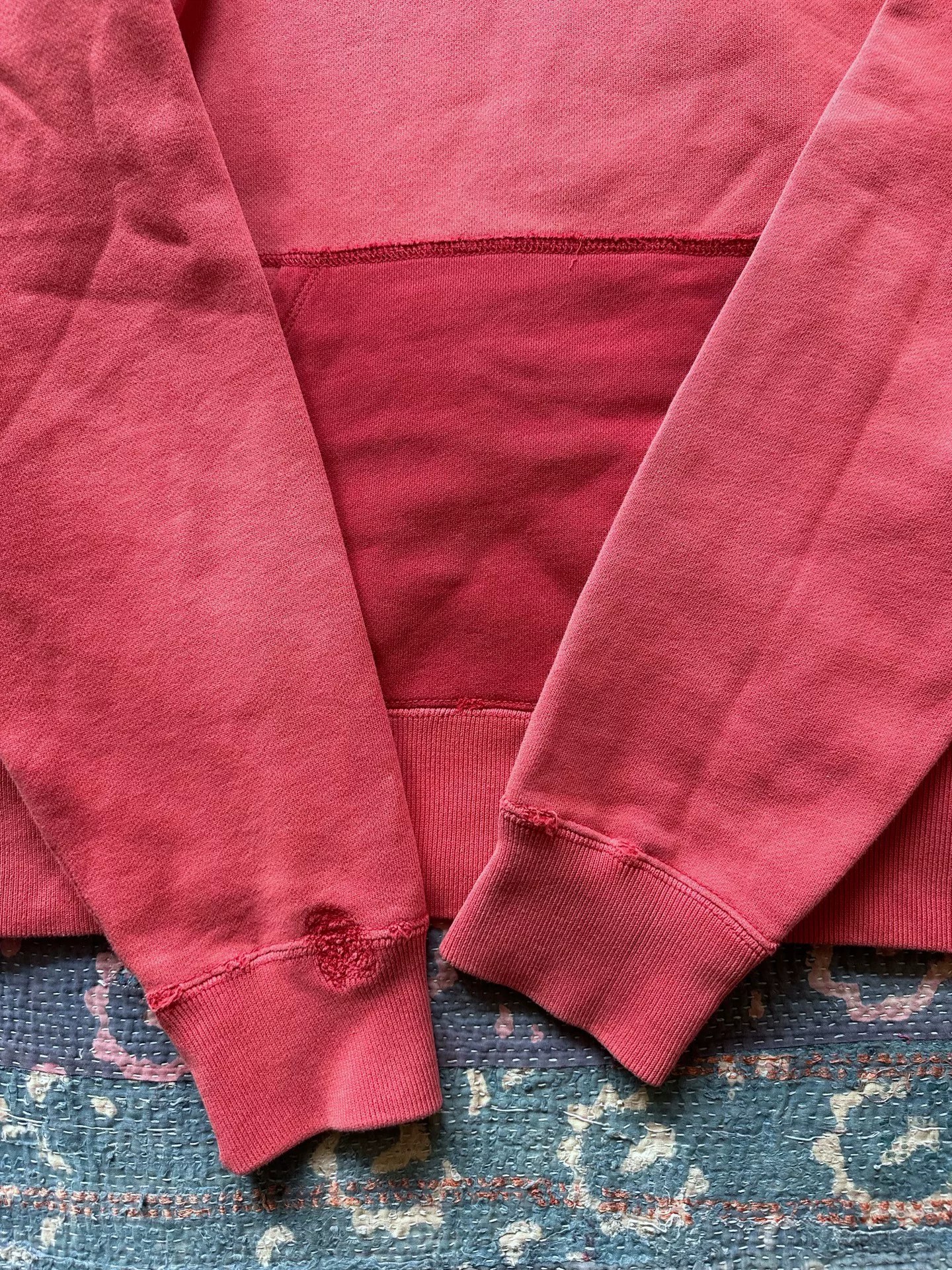 RRL Distressed Vintage Red Hoodie — detail