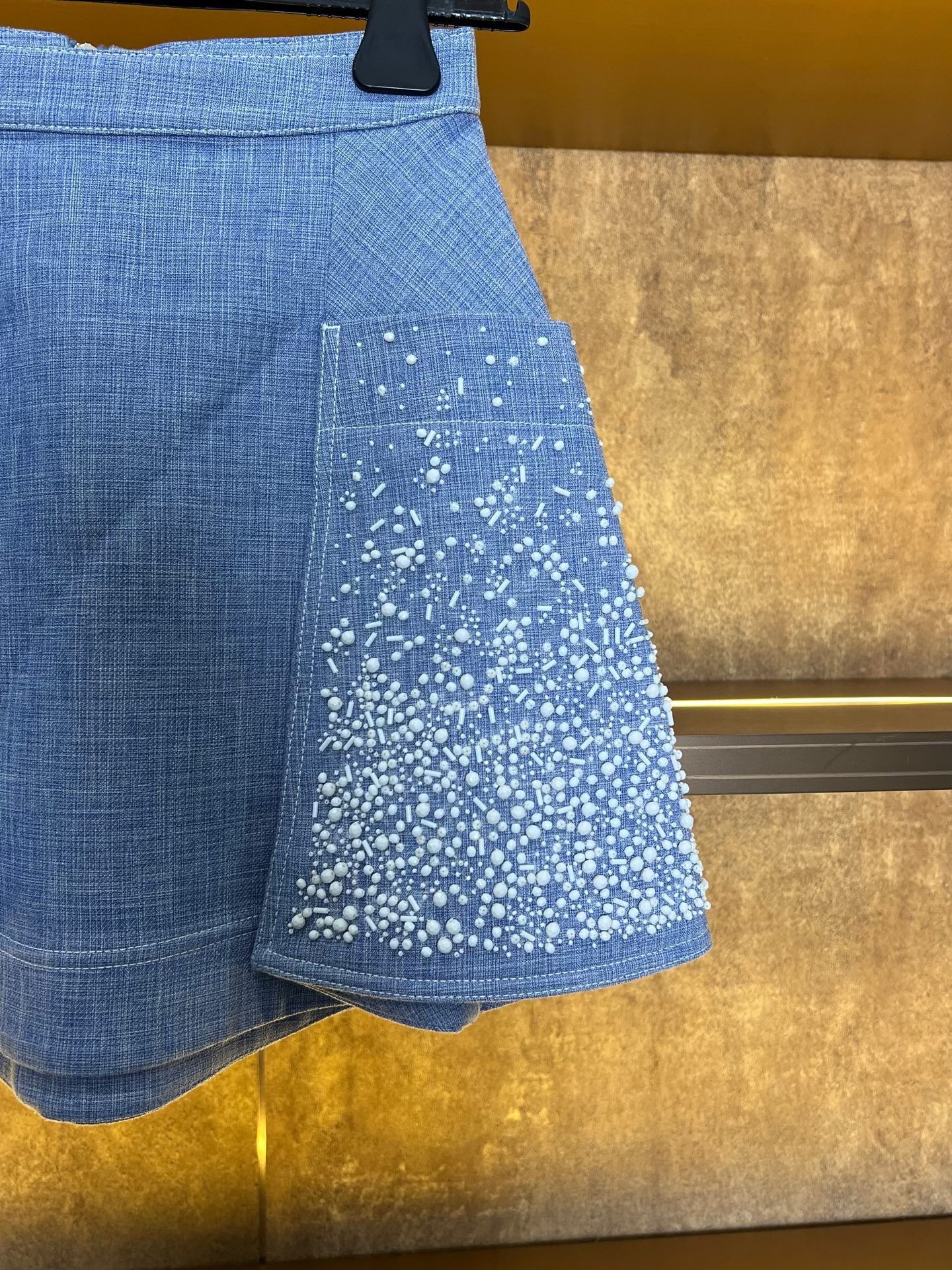 Dior Beaded Pocket Blue Skirt — detail