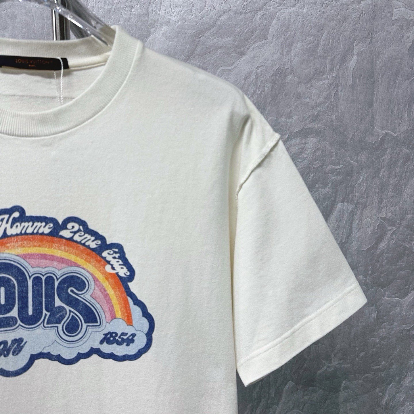 Louis Vuitton Distressed Rainbow Print Tee — detail