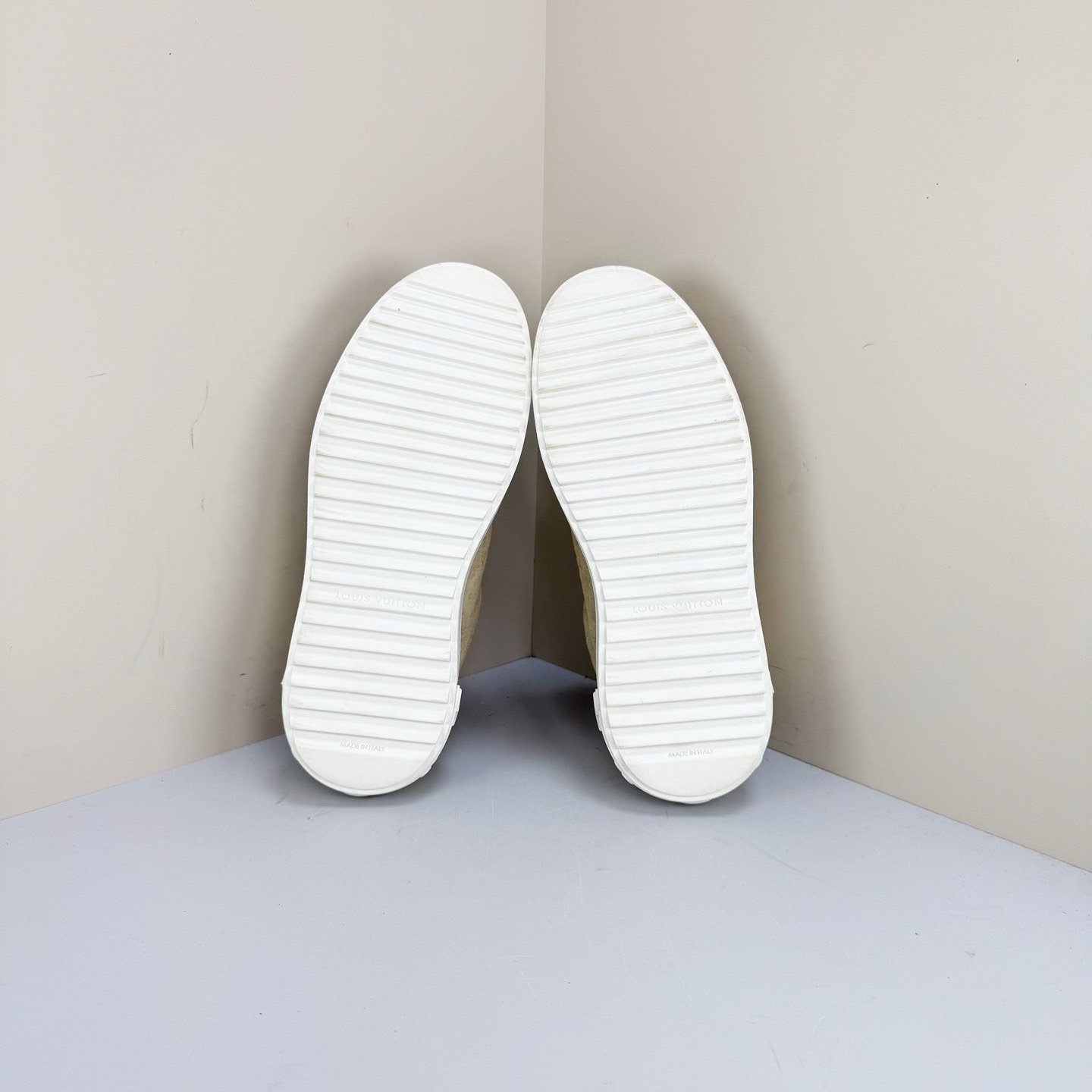 Louis Vuitton Suede Monogram Platform Shoes — label