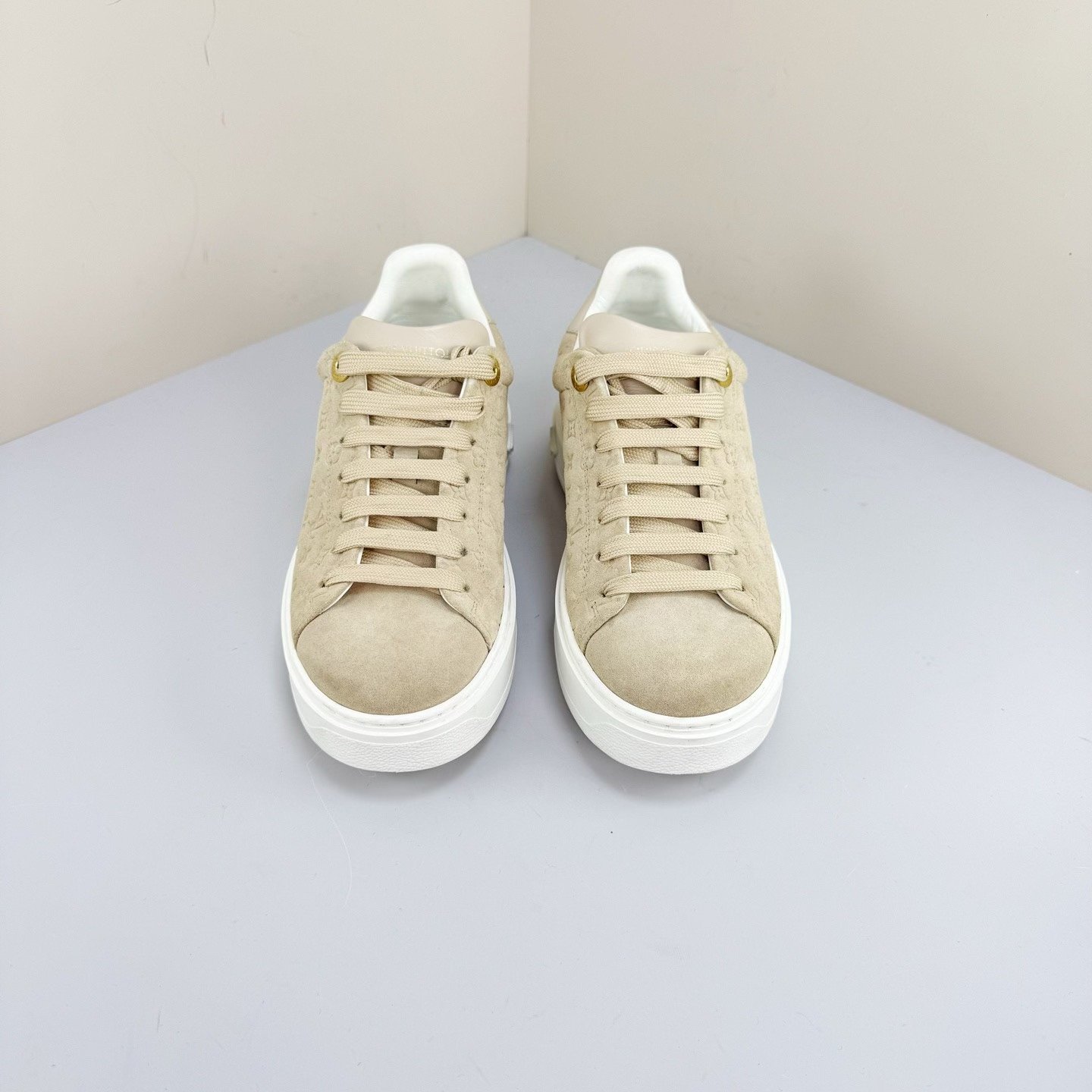 Louis Vuitton Suede Monogram Platform Shoes — front