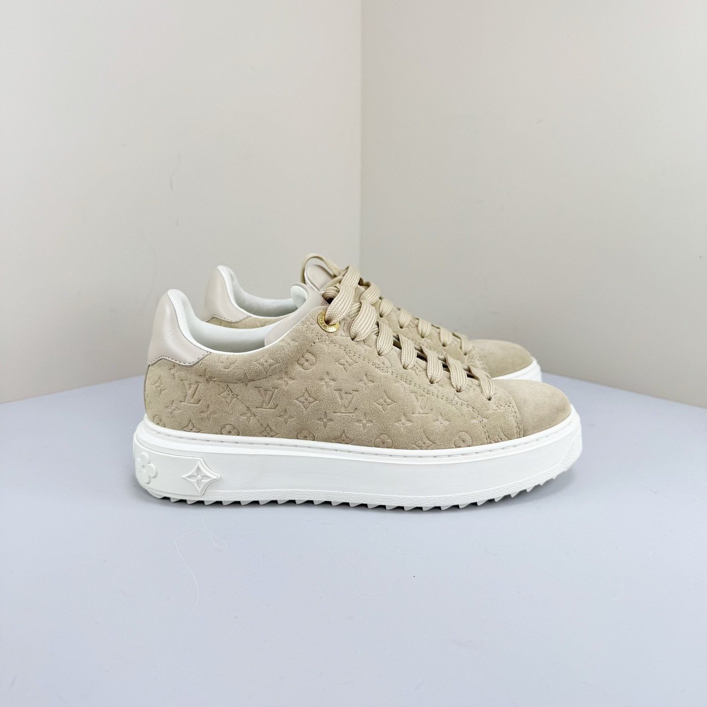 Louis Vuitton Suede Monogram Platform Shoes — back