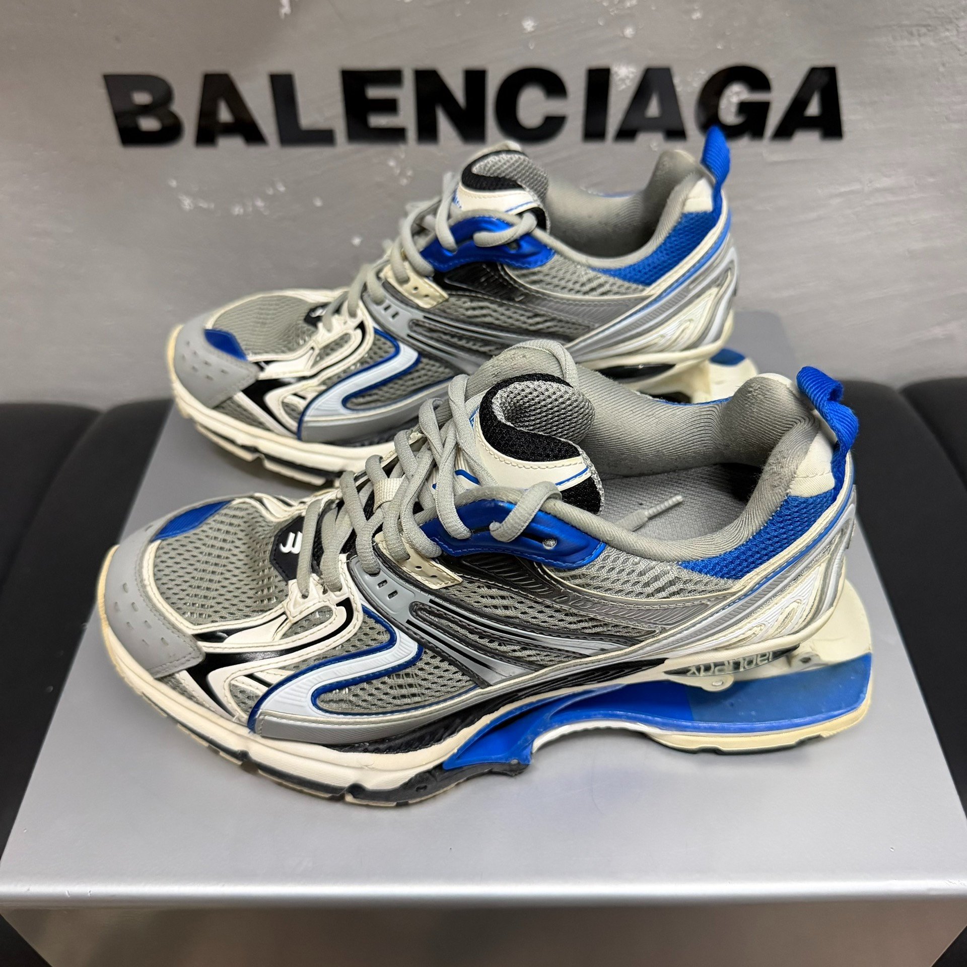 Balenciaga X-Pander Blue Distressed Sneakers 40 — detail