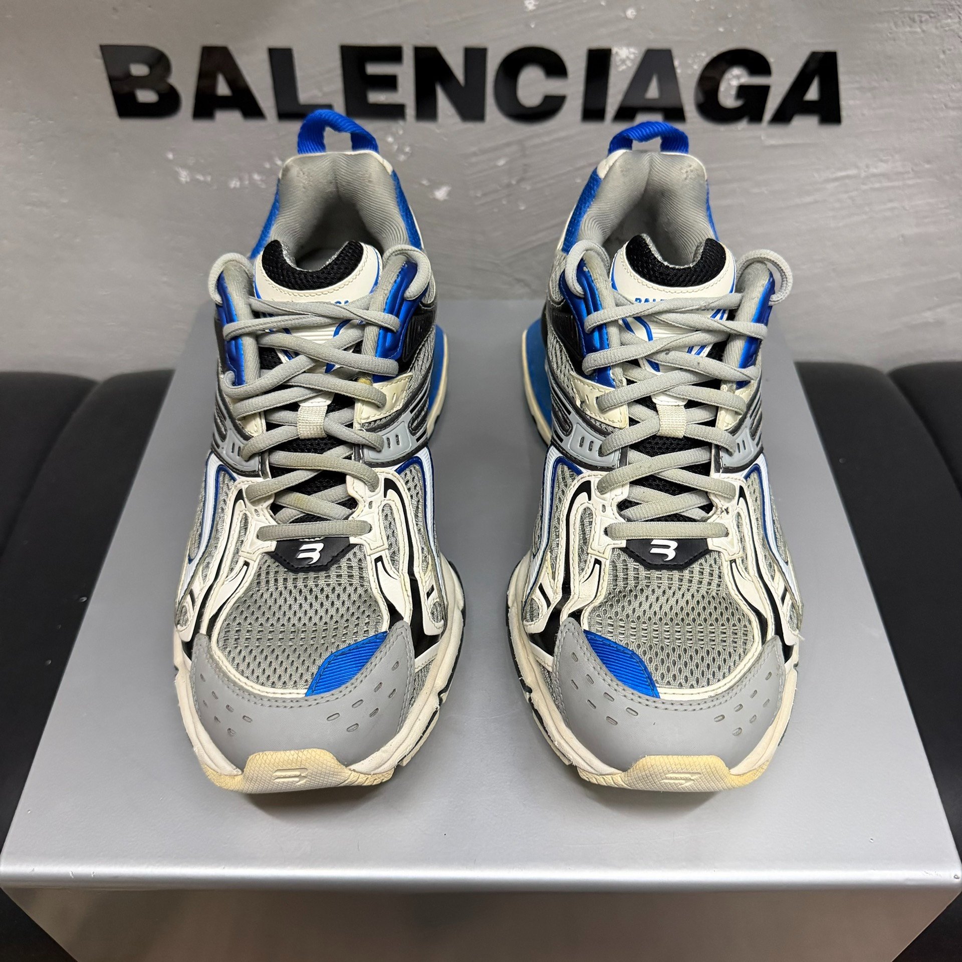 Balenciaga X-Pander Blue Distressed Sneakers 40 — front