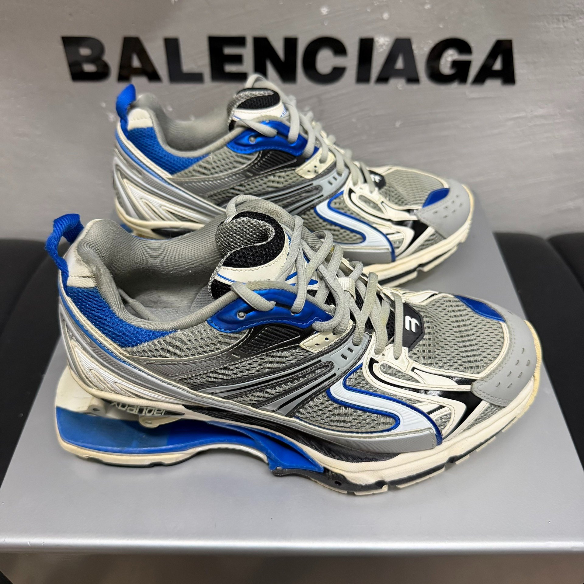 Balenciaga X-Pander Blue Distressed Sneakers 40 — back