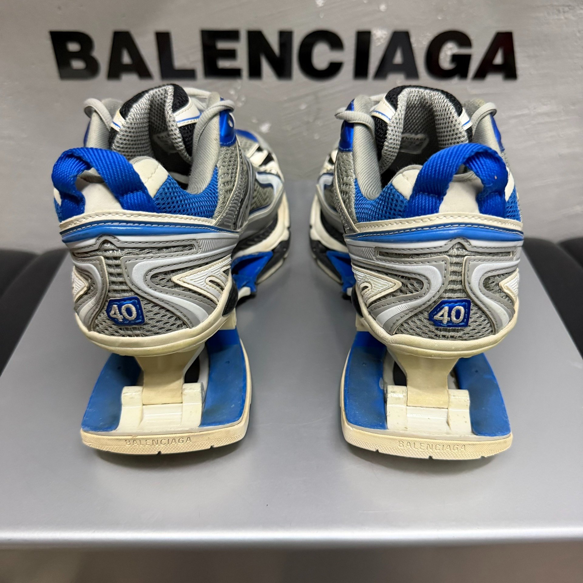 Balenciaga X-Pander Blue Distressed Sneakers 40 — label
