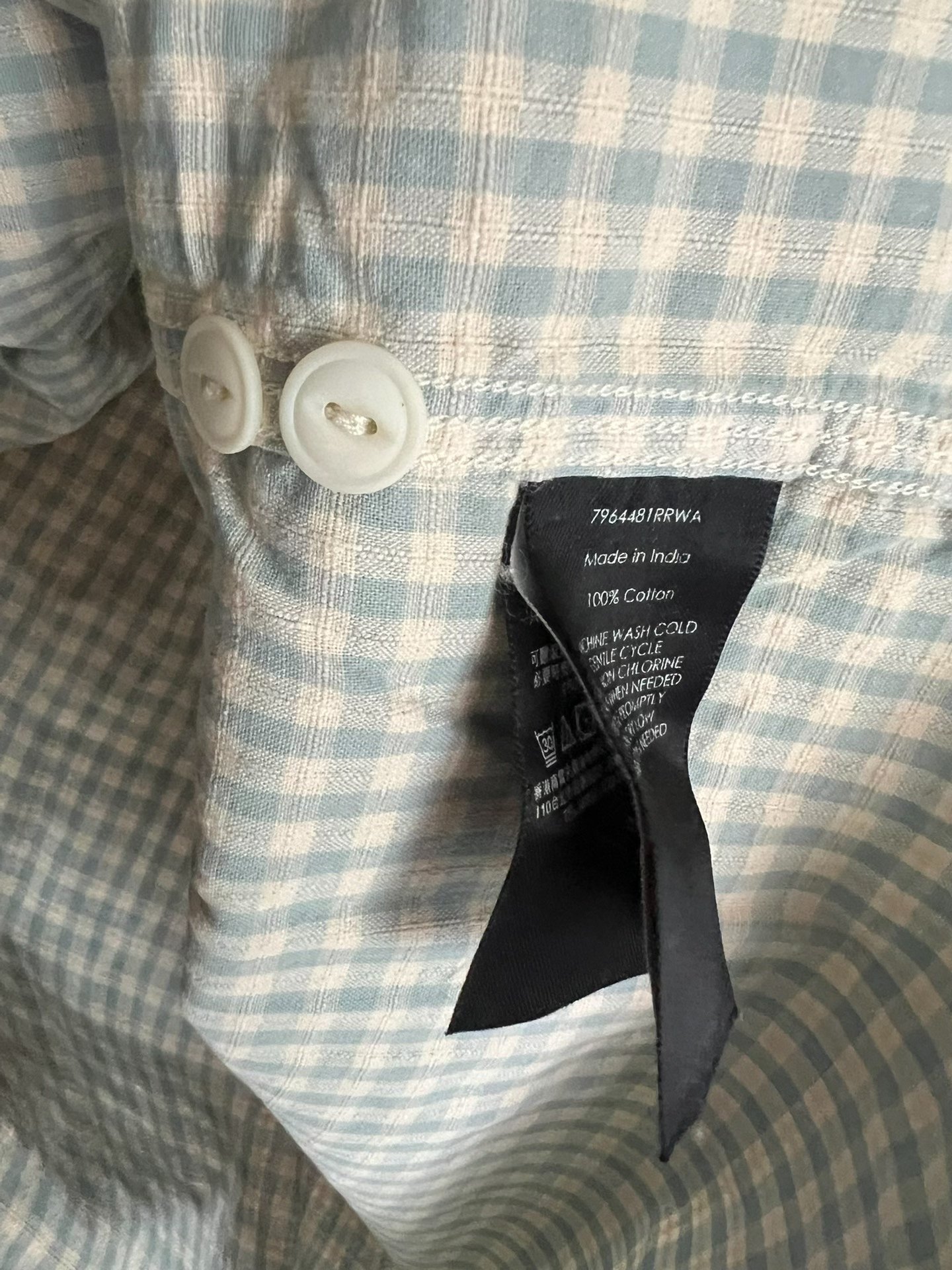 RRL Double RL Checkered Short-Sleeve Shirt — label