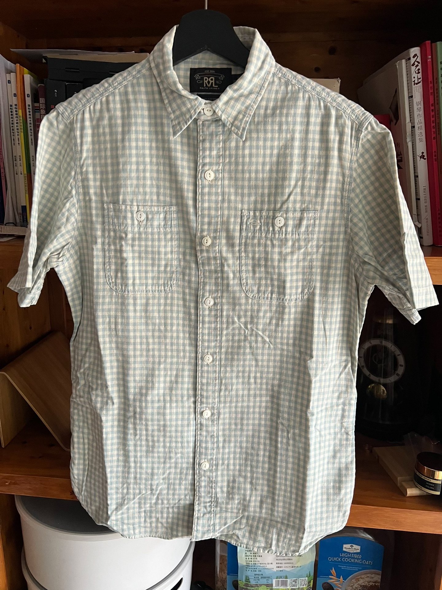 RRL Double RL Checkered Short-Sleeve Shirt — detail