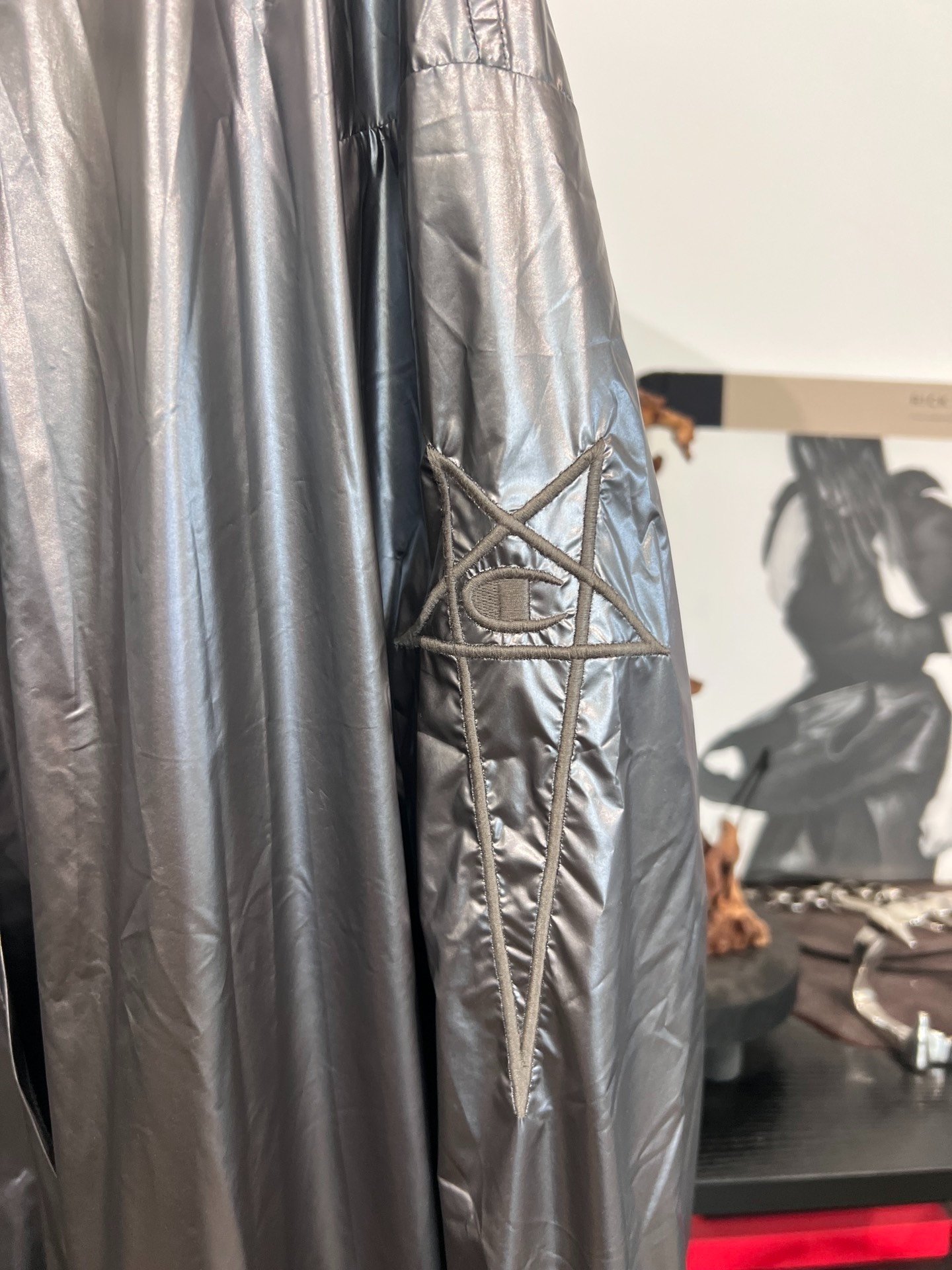 Rick Owens X Champion Metallic Hooded Jacket — back