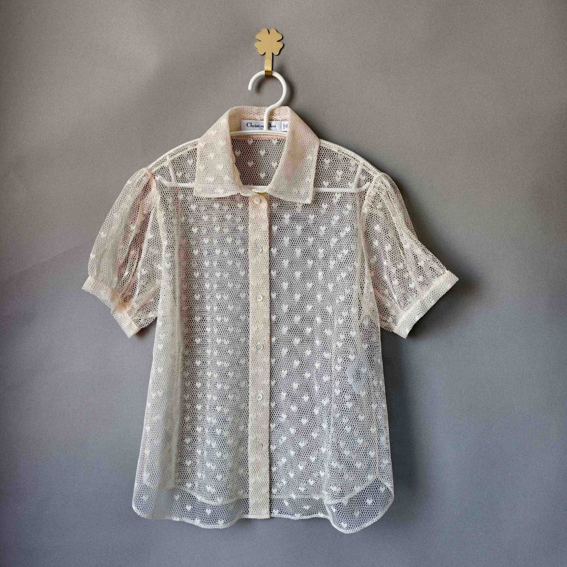Dior Mesh Short-Sleeve Top