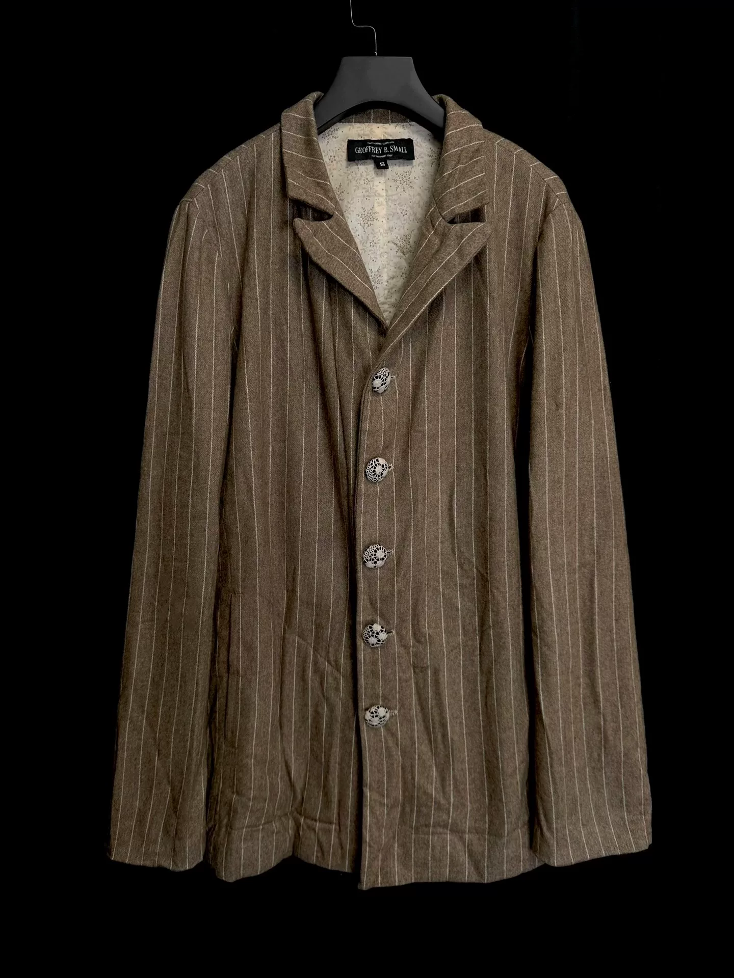 Geoffrey B SMALL Wool Vintage Print Coat — label