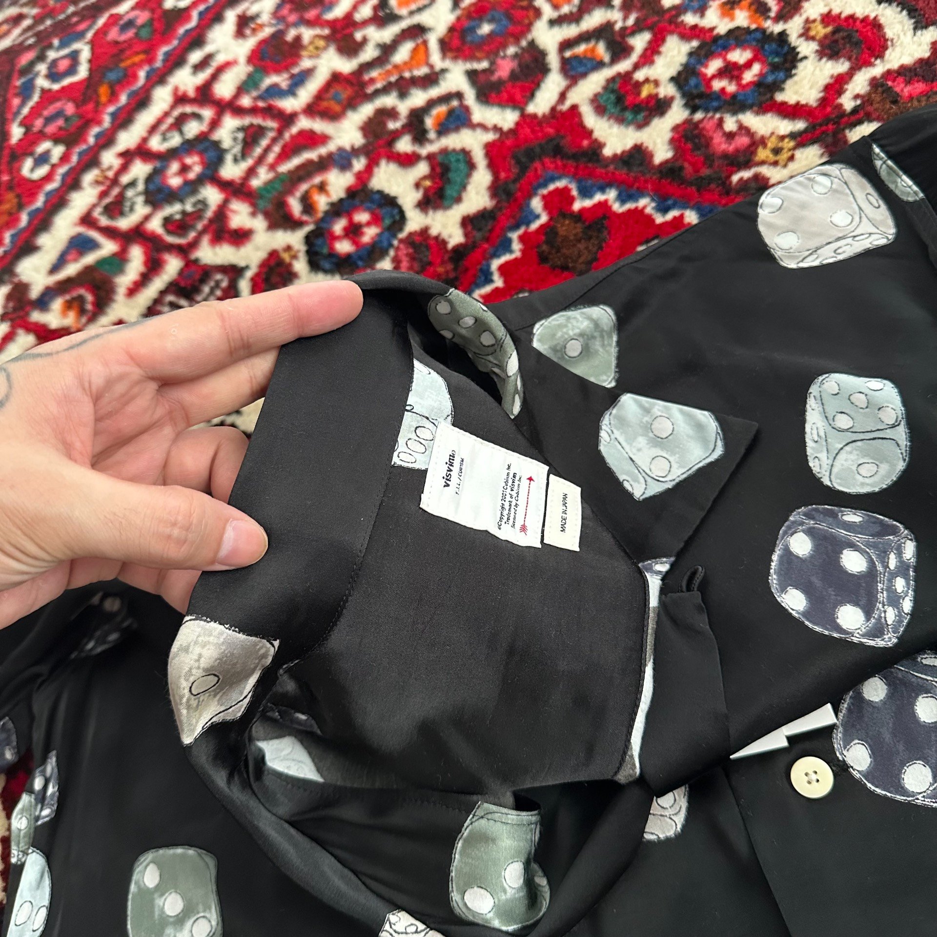 visvim 21SS WALLIS SHIRT Dice Print — label