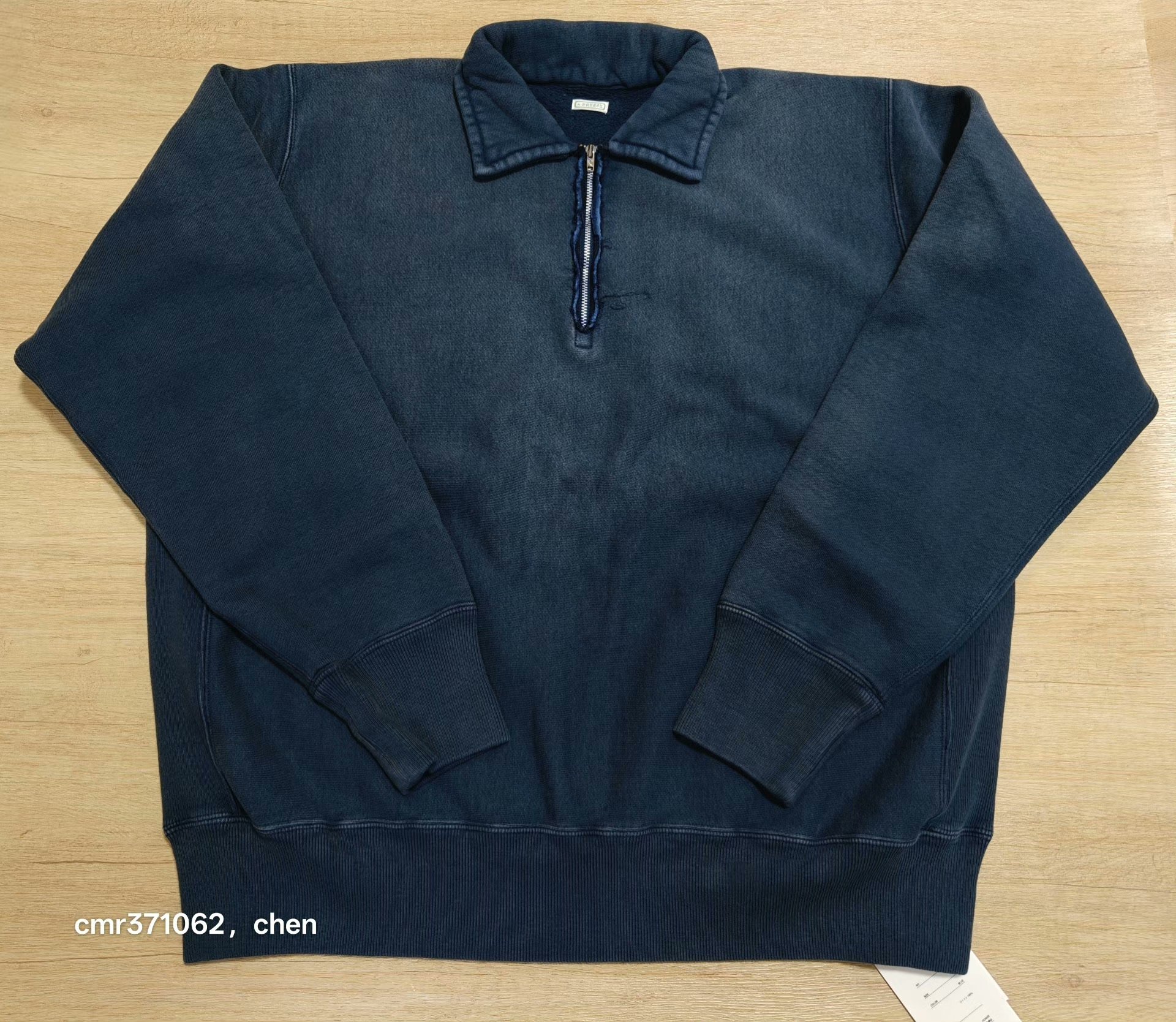 A.PRESSE 26SS Vintage Distressed Half-Zip Sweatshirt