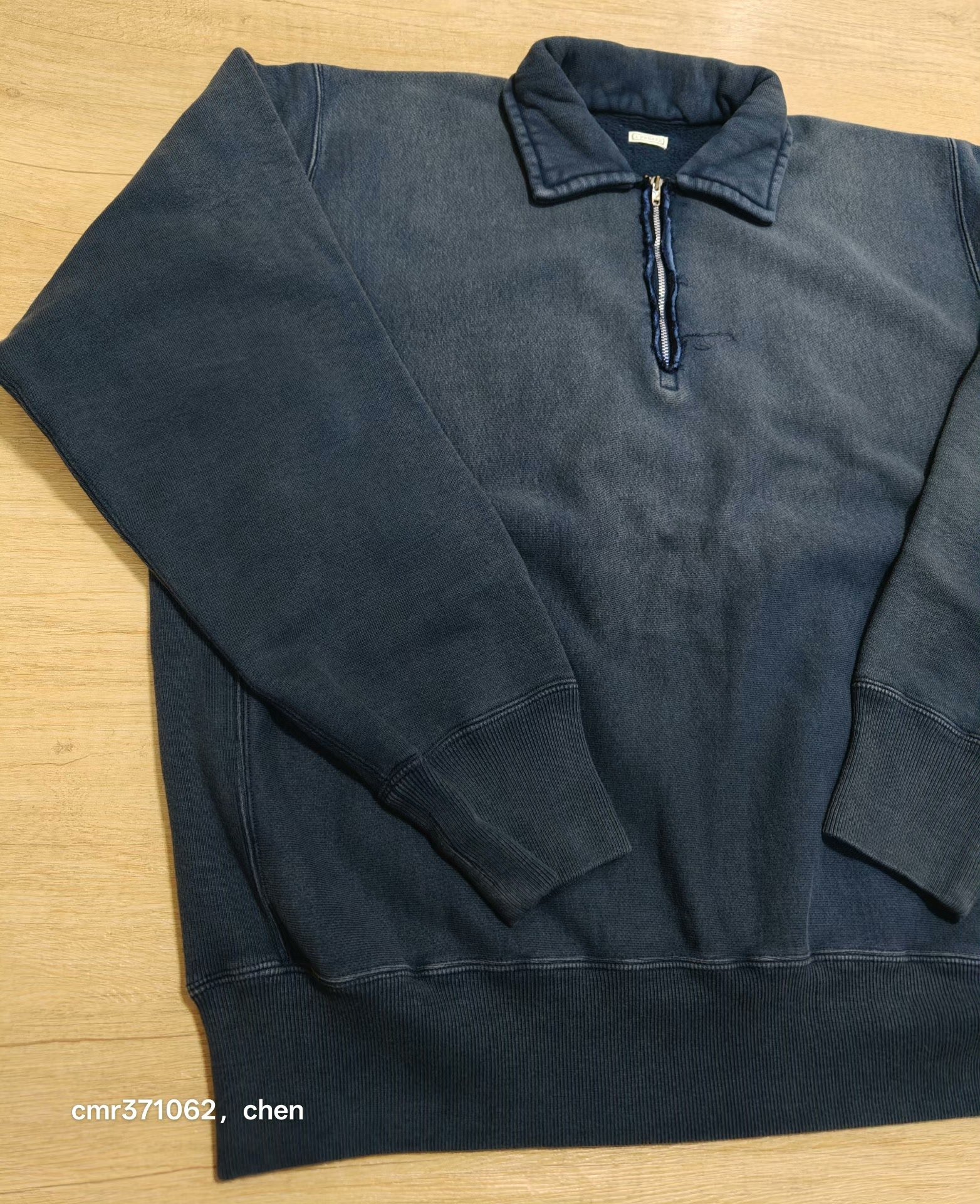 A.PRESSE 26SS Vintage Distressed Half-Zip Sweatshirt — detail