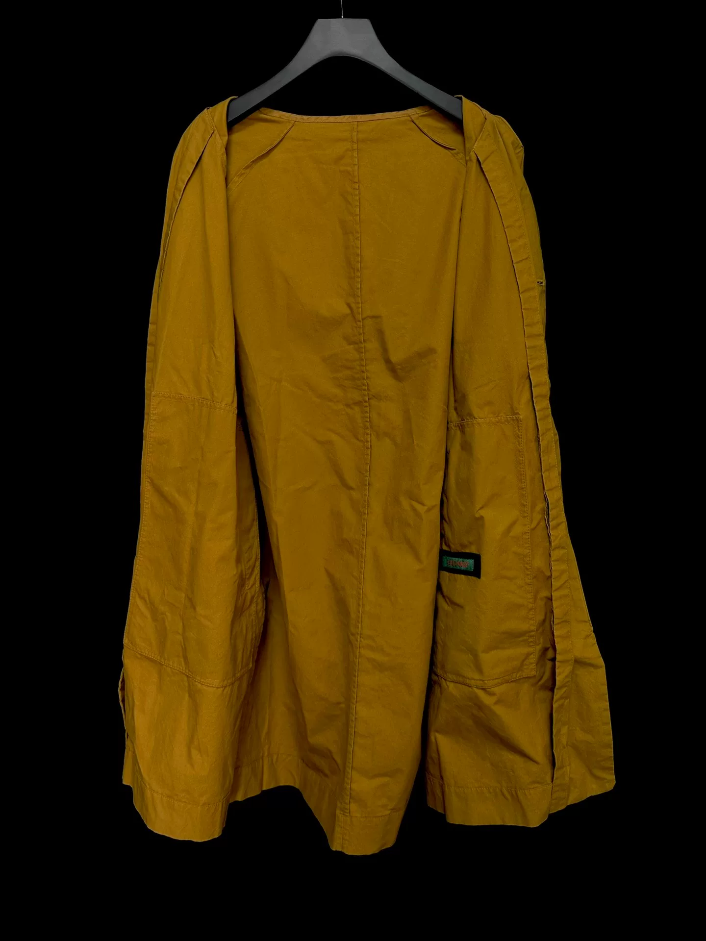 Casey Casey Mustard Yellow Wax Cotton Hooded Coat — detail