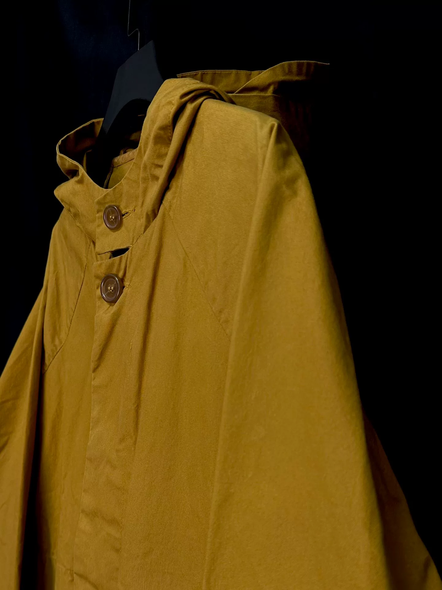 Casey Casey Mustard Yellow Wax Cotton Hooded Coat — back
