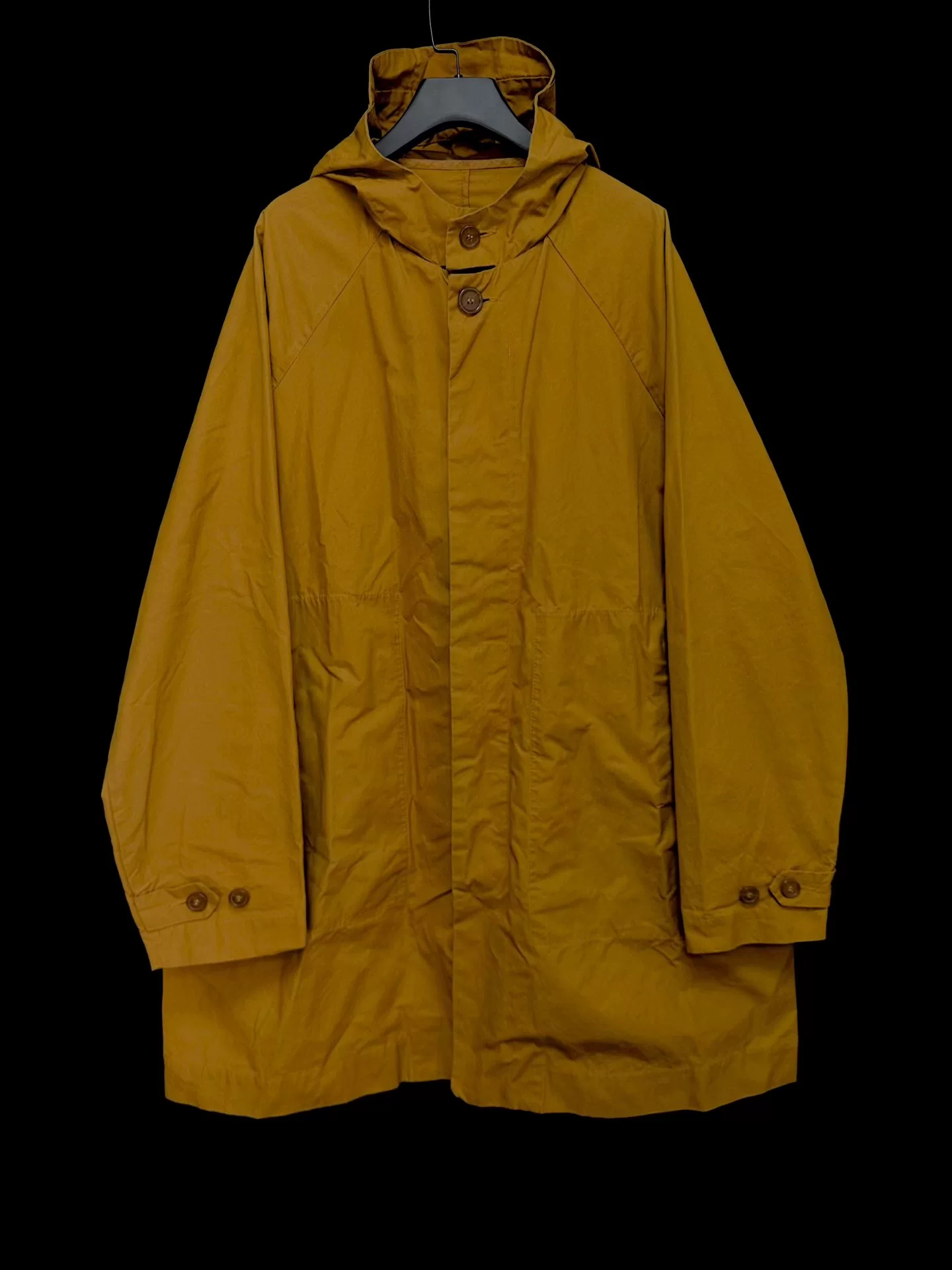 Casey Casey Mustard Yellow Wax Cotton Hooded Coat