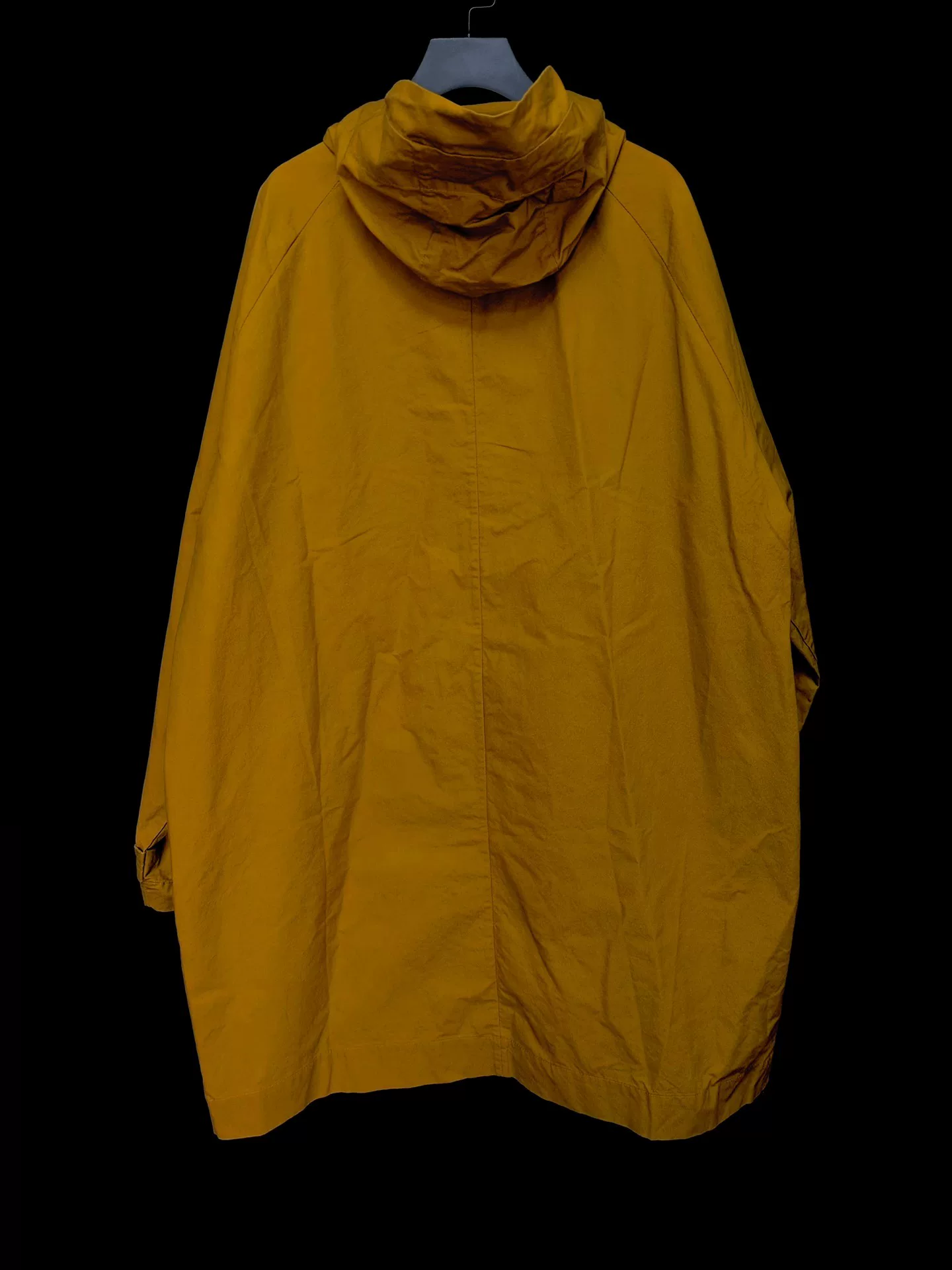 Casey Casey Mustard Yellow Wax Cotton Hooded Coat — front