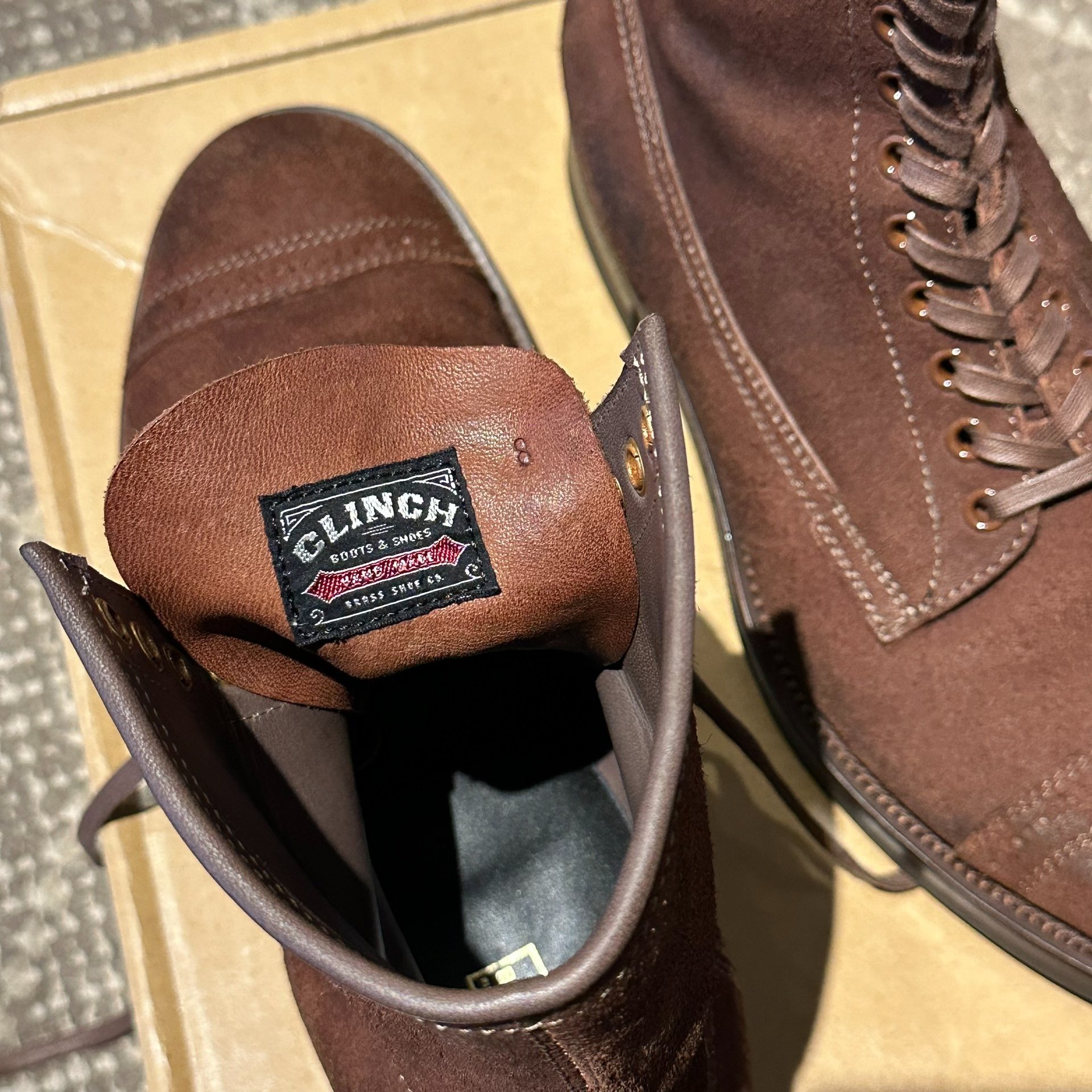 Clinch Conrad Waxed Horse Suede Boots — detail
