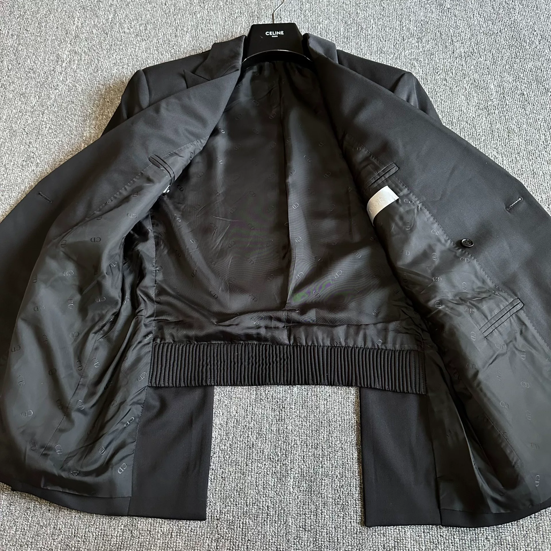 Dior Double-Breasted Peak Lapel Blazer — label