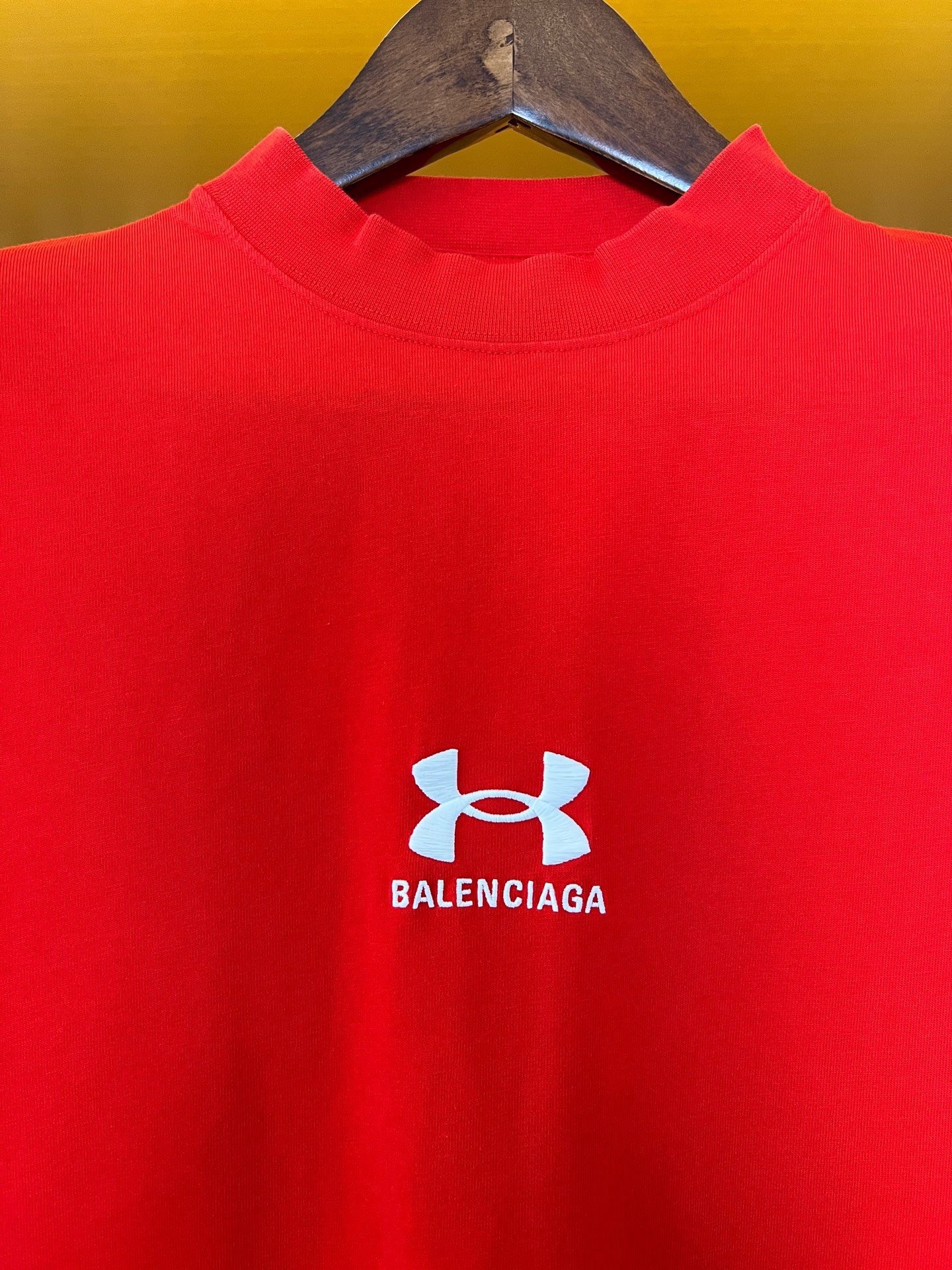 Balenciaga x Under Armour Red Short-Sleeve T-Shirt — detail