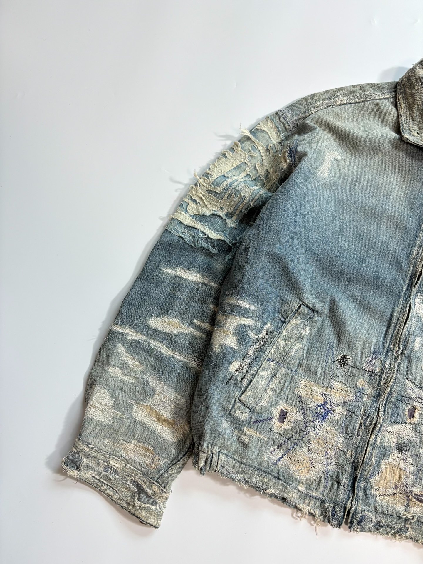 KAPITAL BORO Distressed Denim Jacket — detail
