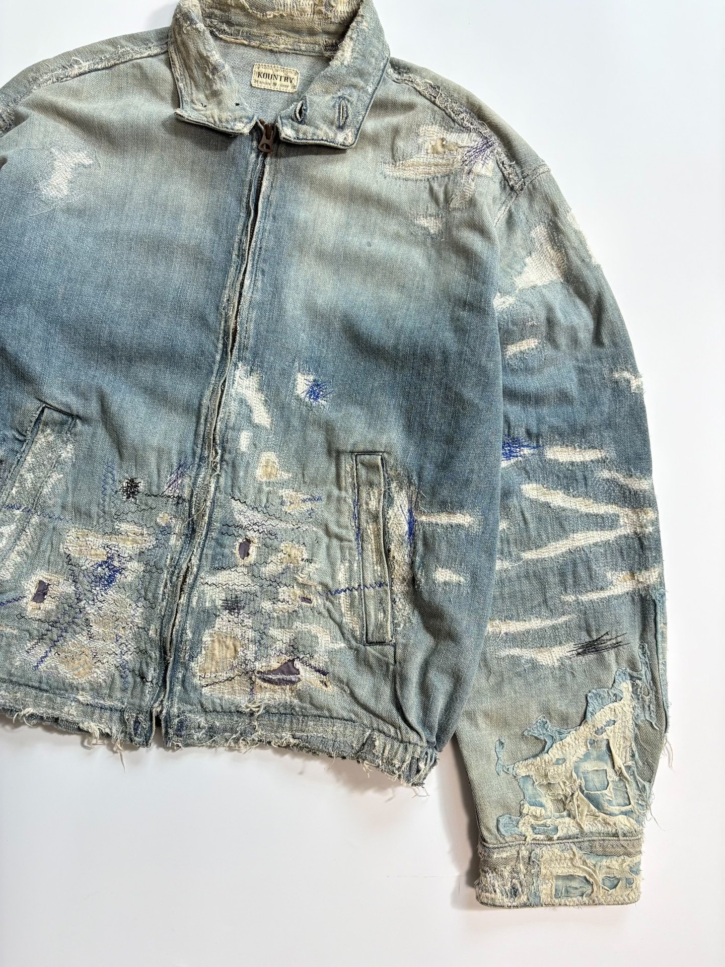 KAPITAL BORO Distressed Denim Jacket — front