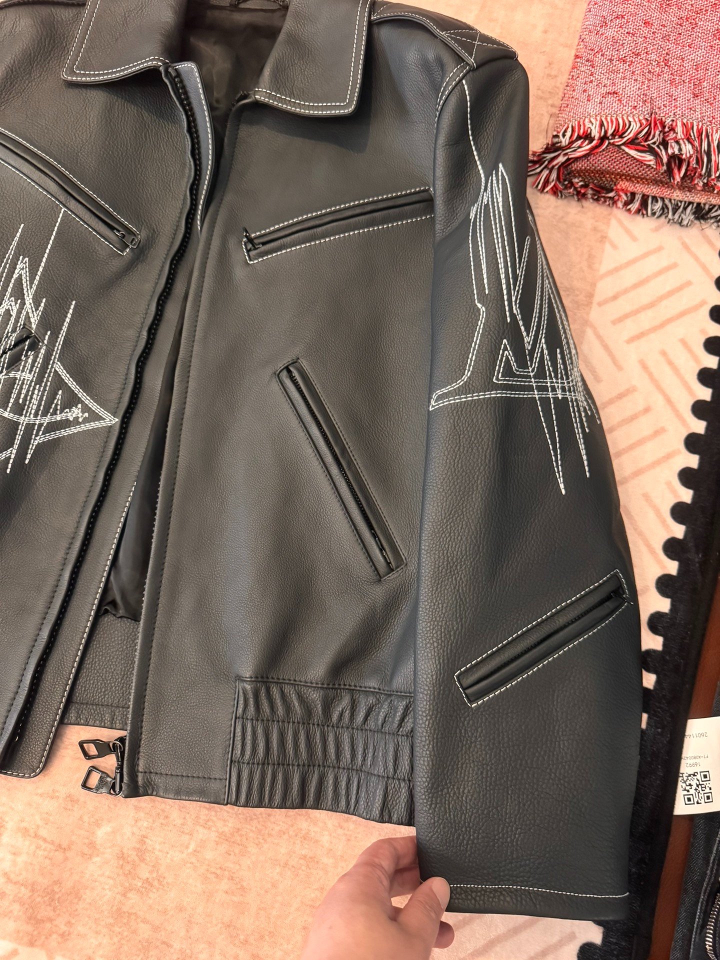 Louis Vuitton Embroidered Motorcycle Leather Jacket — detail